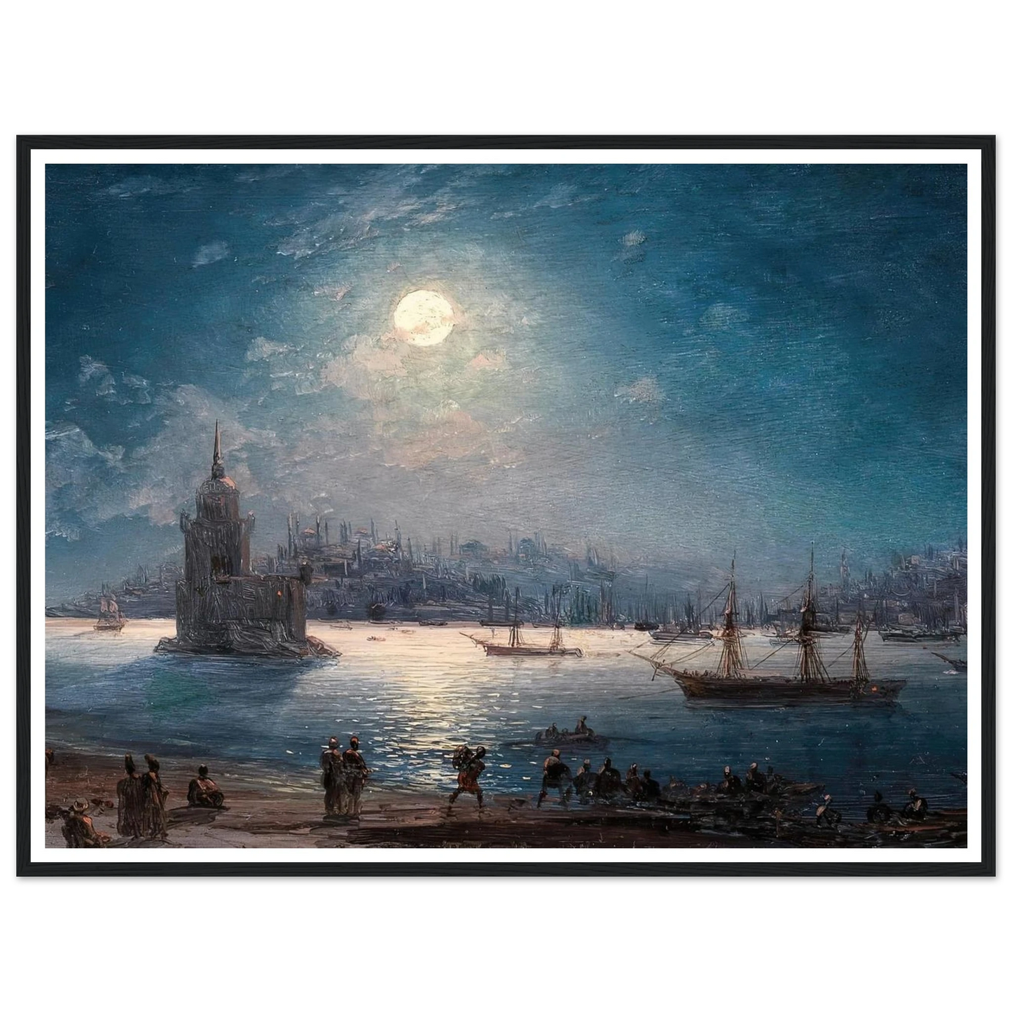 A View of the Bosporus with the Hagia Sophia and the Maiden’s Tower in the Moonlight (1884) Art Print | Ivan Konstantinovich Aivazovsky-Quipham Collections