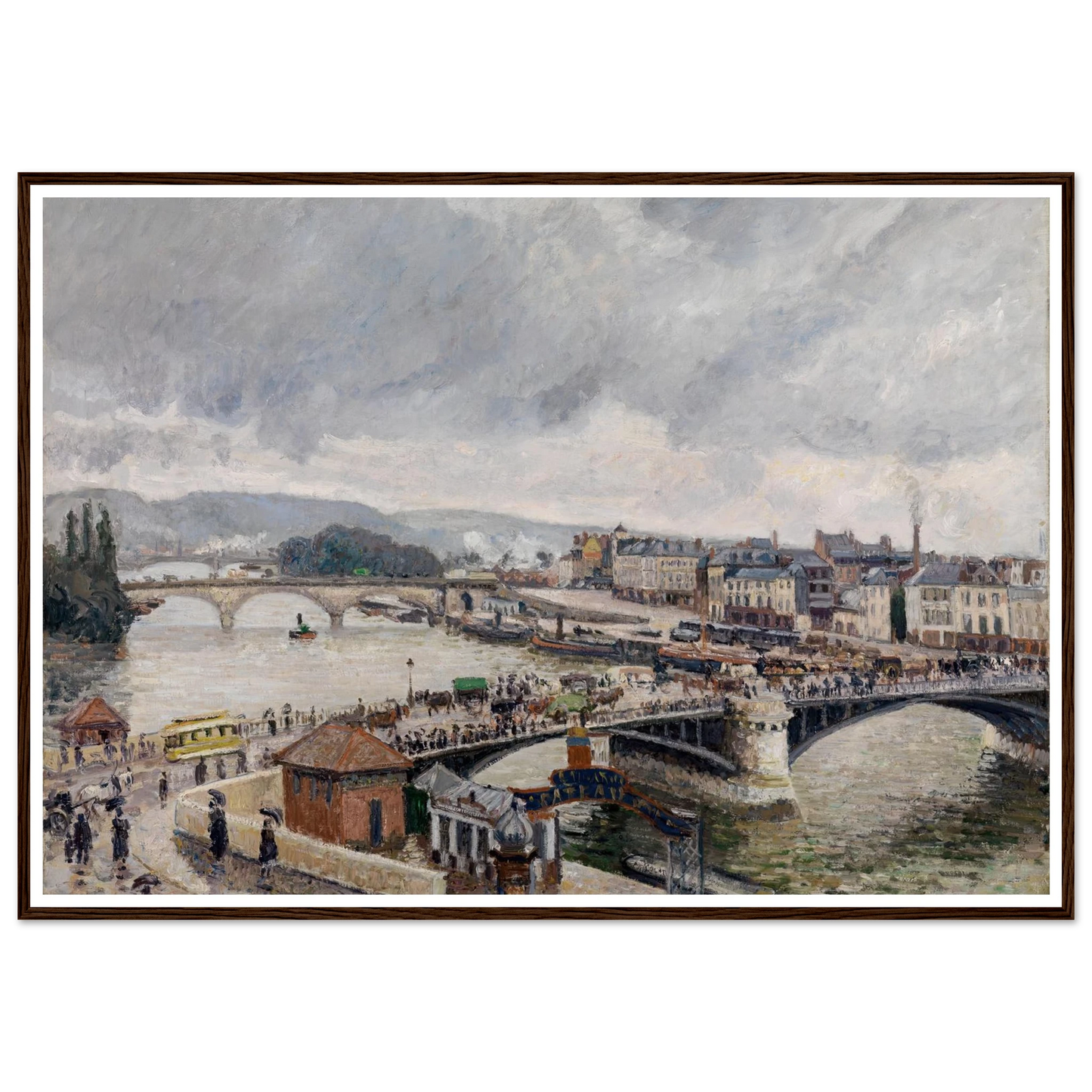 Blick auf die Grosse Brücke zu Rouen bei Regenstimmung (1896) Art Print | Camille Pissarro-Quipham Collections