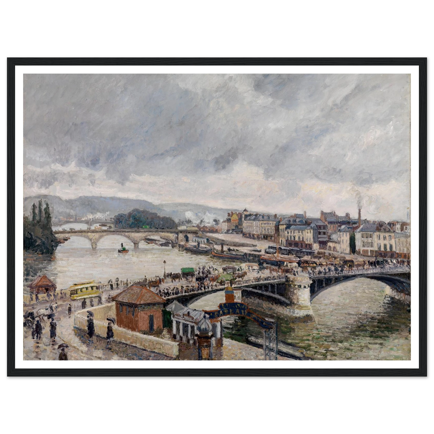 Blick auf die Grosse Brücke zu Rouen bei Regenstimmung (1896) Art Print | Camille Pissarro-Quipham Collections