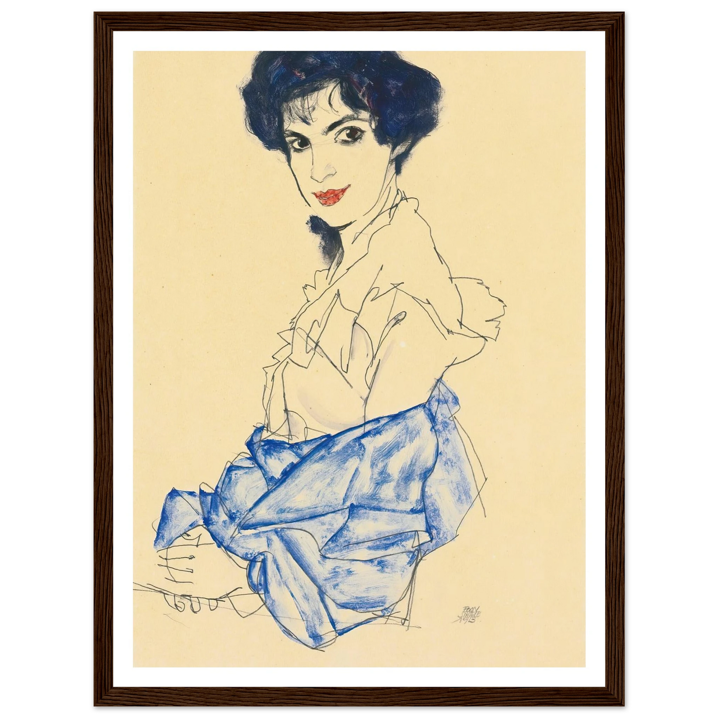 Elisabeth Lederer, Seated With Hands Folded (1913) Art Print | Egon Schiele-Quipham Collections
