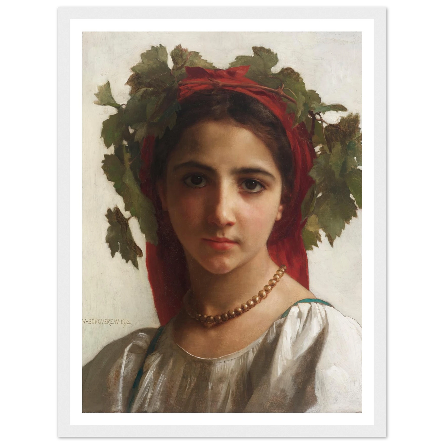 Jeune fille couronnée de pampres (1874) Art Print | William Bouguereau-Quipham Collections