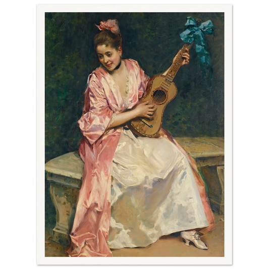 Aline with guitar Art Print | Raimundo de Madrazo y Garreta-Quipham Collections