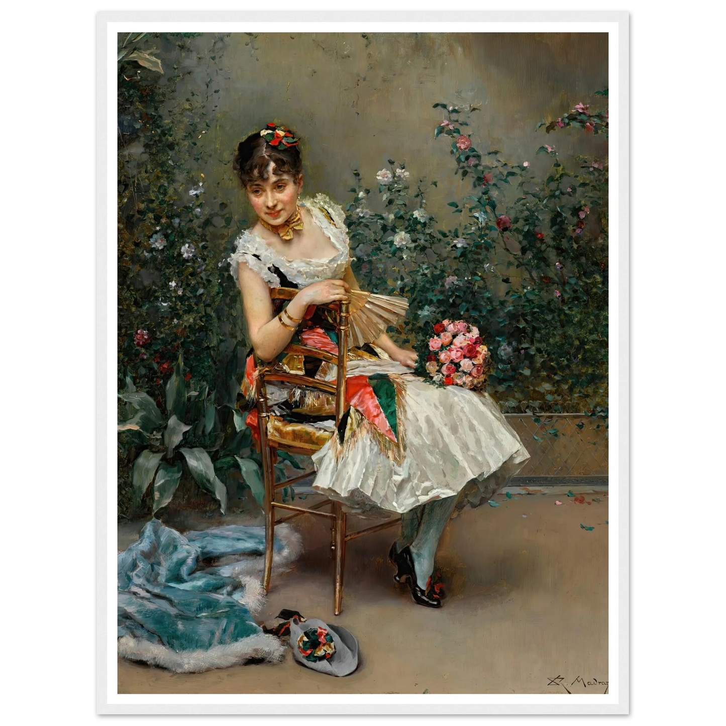 Aline with flowers Art Print | Raimundo de Madrazo y Garreta-Quipham Collections