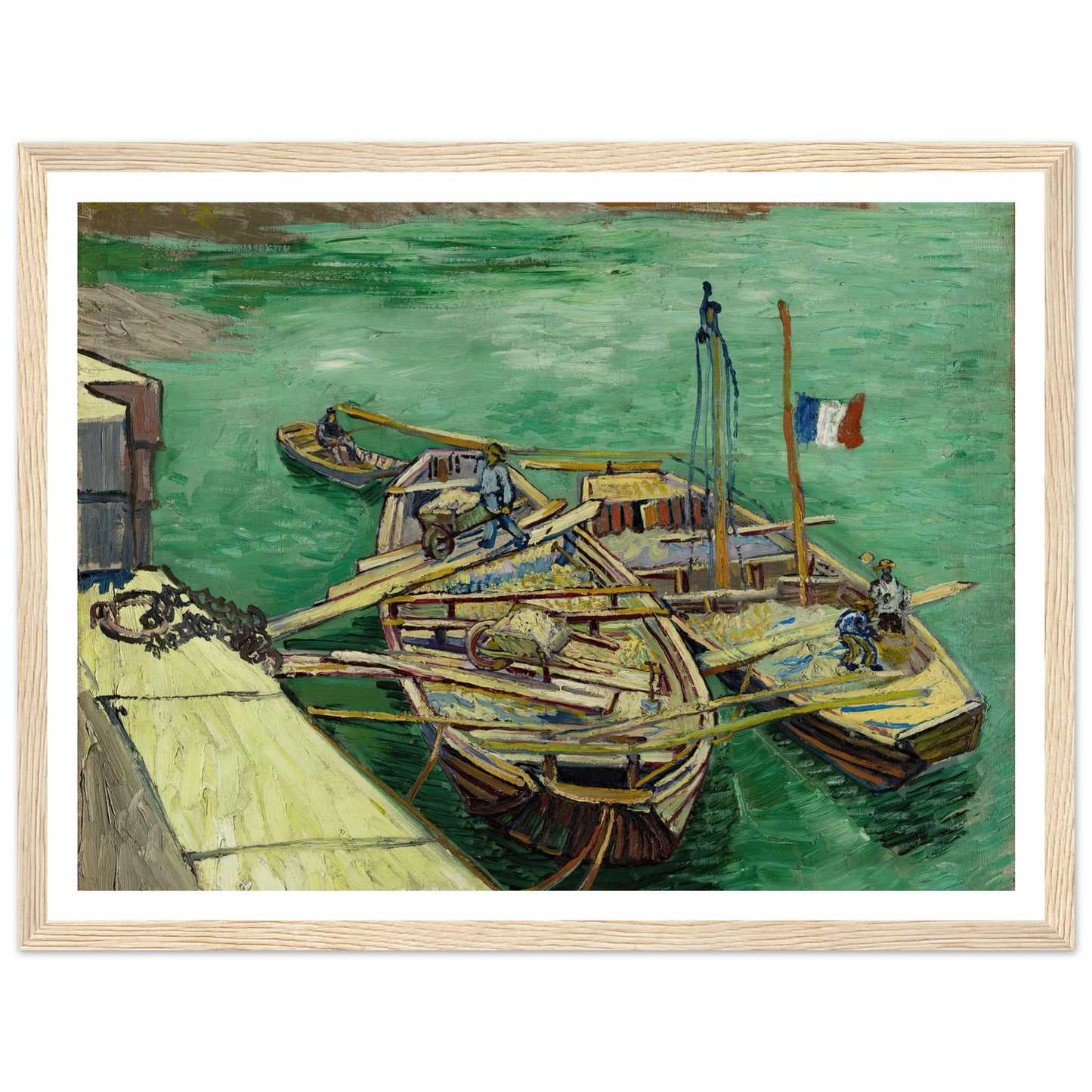 Quay with men unloading sand barges (1888) Art Print | Vincent van Gogh-Quipham Collections