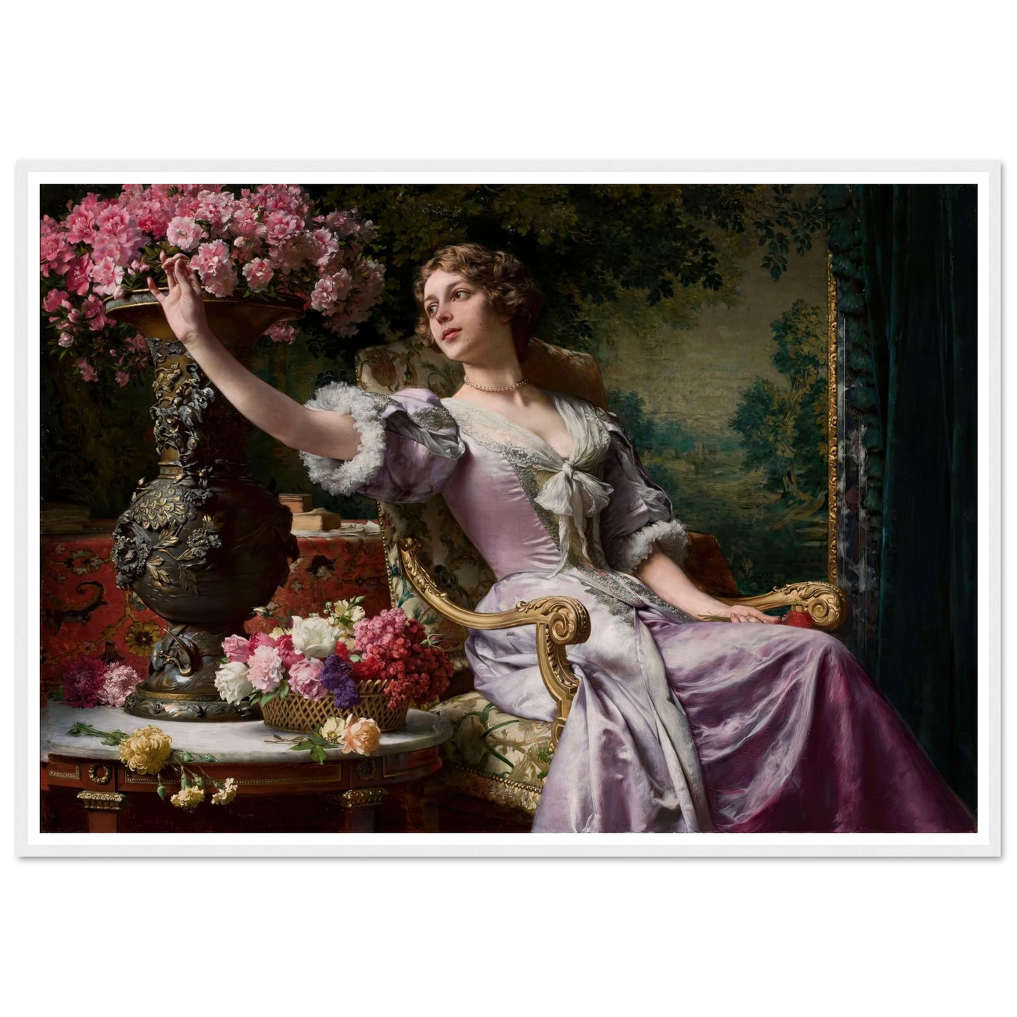 Lady in a lilac dress with flowers (1903) Art Print | Wladyslaw Czachorski-Quipham Collections