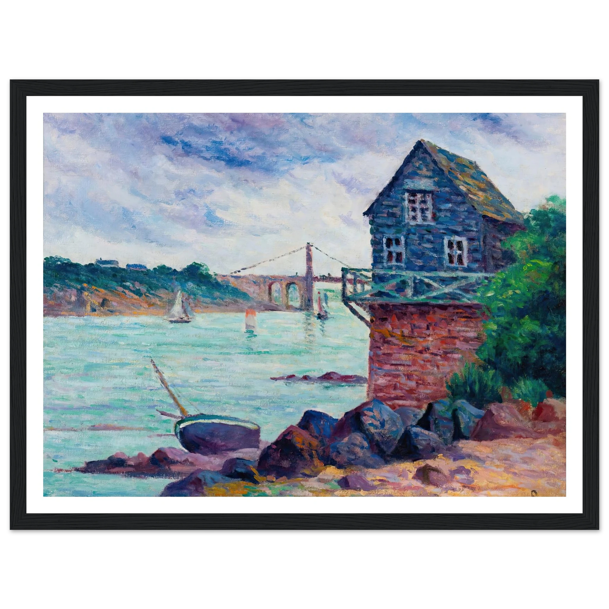 Lézardrieux, Le Pont Suspendu Art Print | Maximilien Luce-Quipham Collections