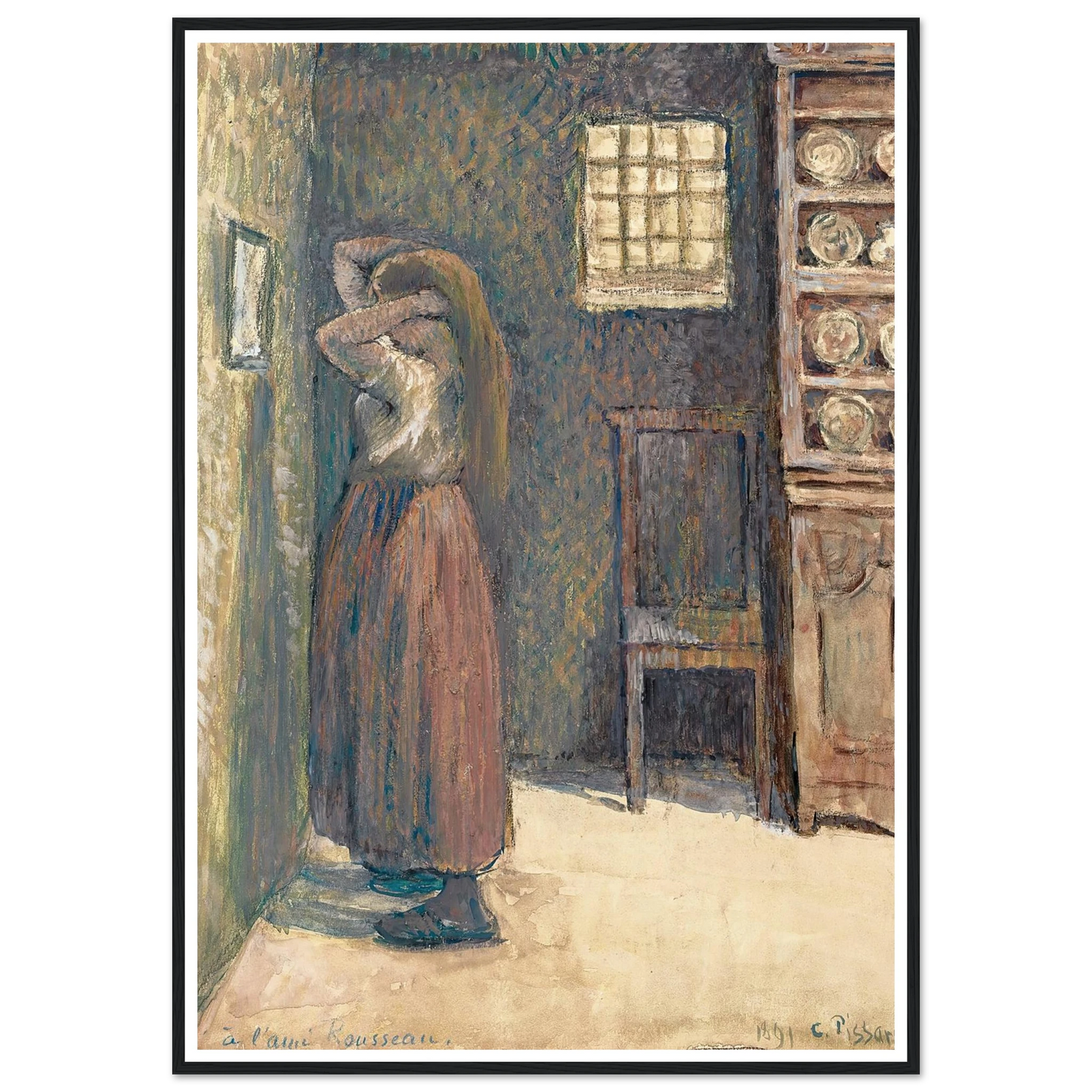 Jeune Paysanne Se Coiffant (1891) Art Print | Camille Pissarro-Quipham Collections