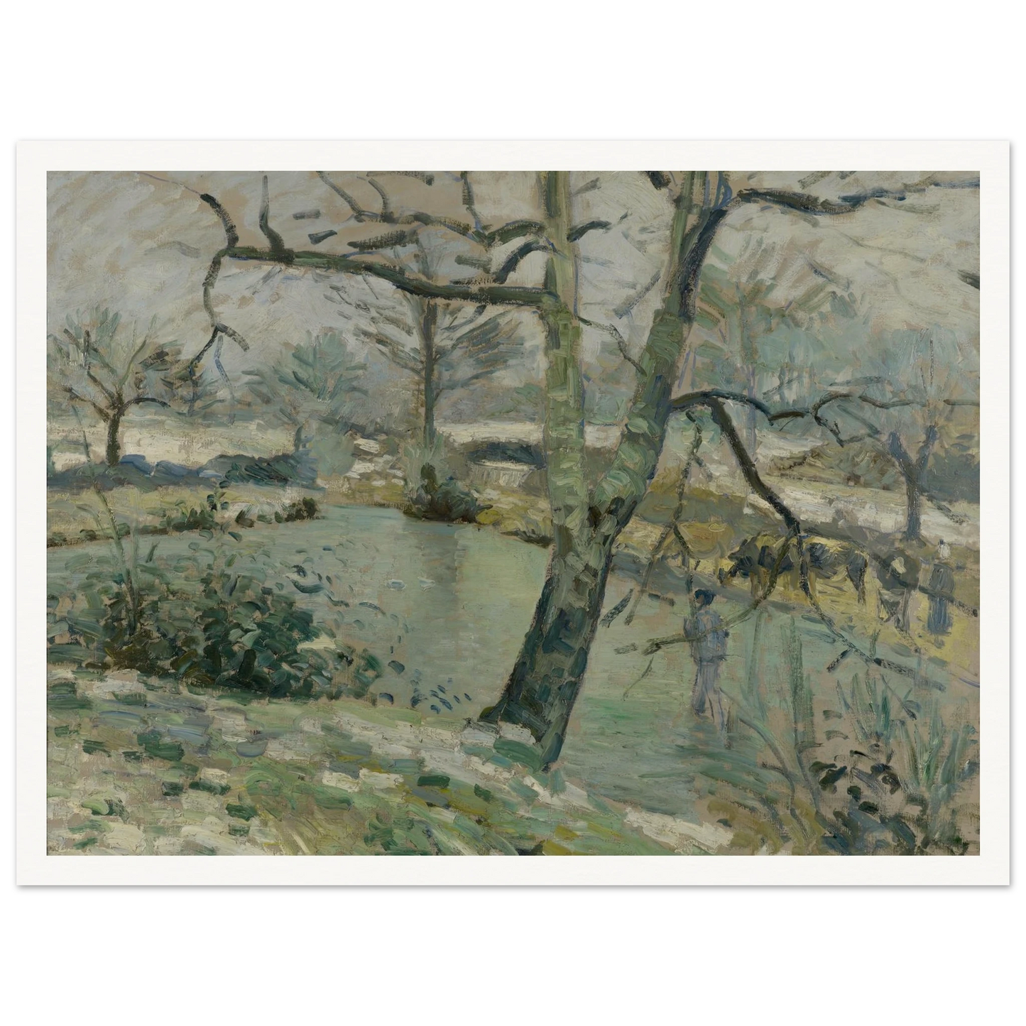 The Pond at Montfoucault, Effect of Winter (1874) Art Print | Camille Pissarro-Quipham Collections