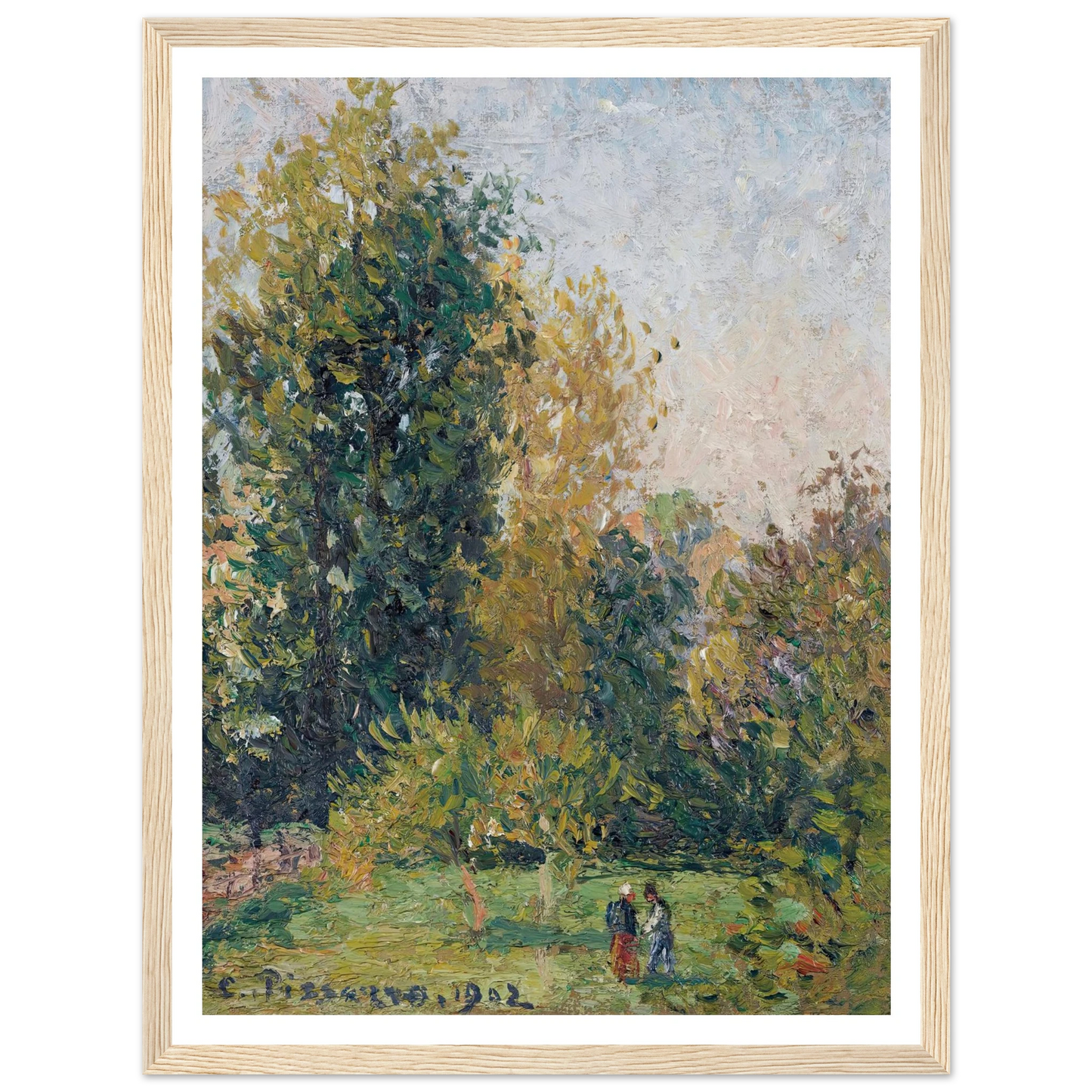 Paysage Avec Deux Personnages, Éragny, Automne (1902) Art Print | Camille Pissarro-Quipham Collections