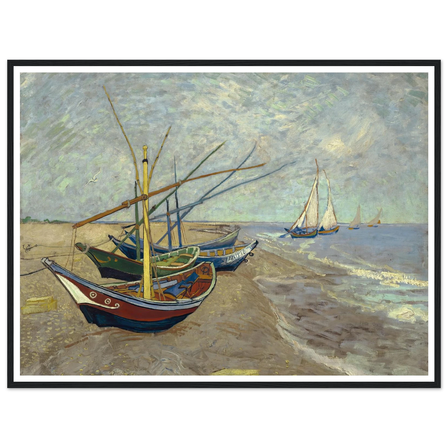 Fishing boats on the beach at Les Saintes-Maries-de-la-Mer (1888) Art Print | Vincent van Gogh-Quipham Collections