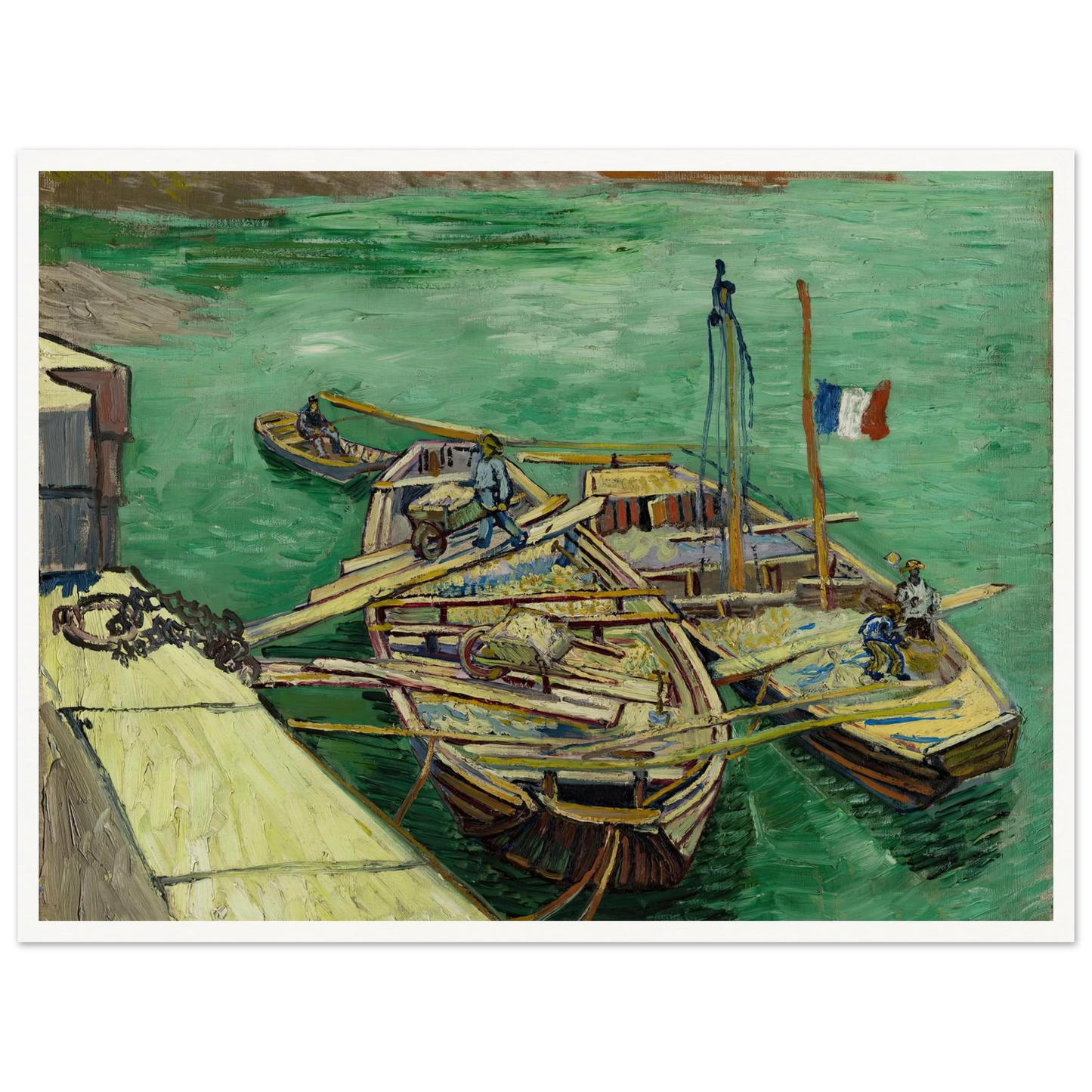 Quay with men unloading sand barges (1888) Art Print | Vincent van Gogh-Quipham Collections