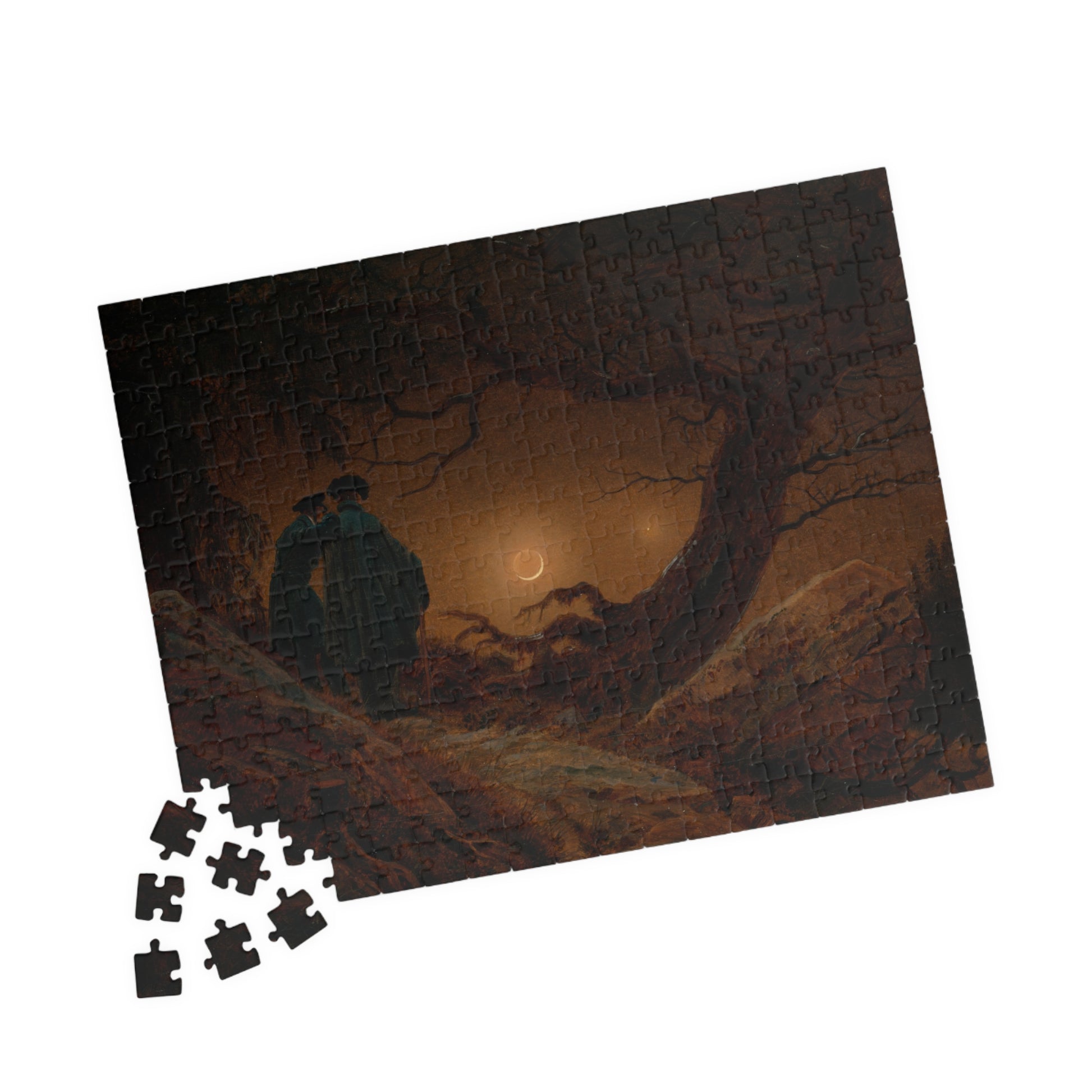 Du Homoj Kontemplante la Lunon Puzzle | Caspar David Friedrich-Quipham Collections
