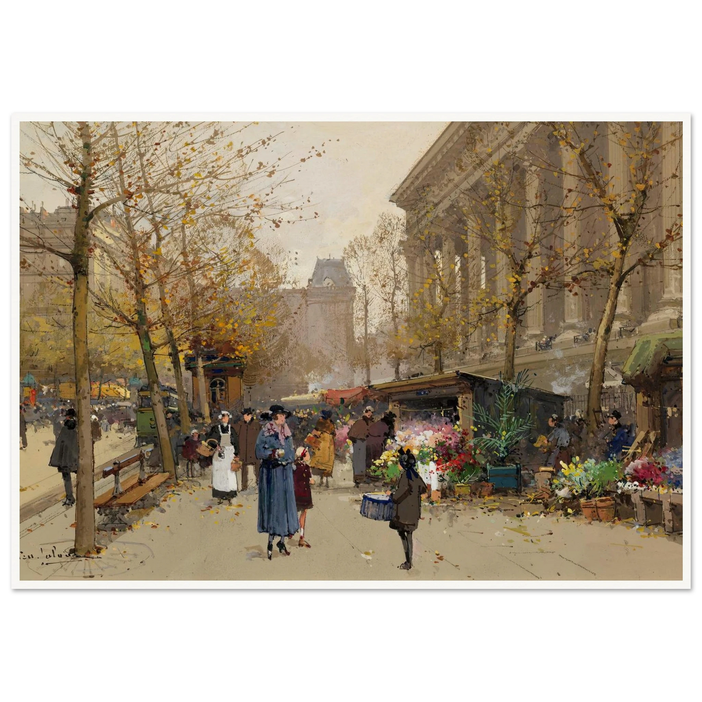 Flower Market, La Madeleine Art Print | Eugene Galien Laloue-Quipham Collections