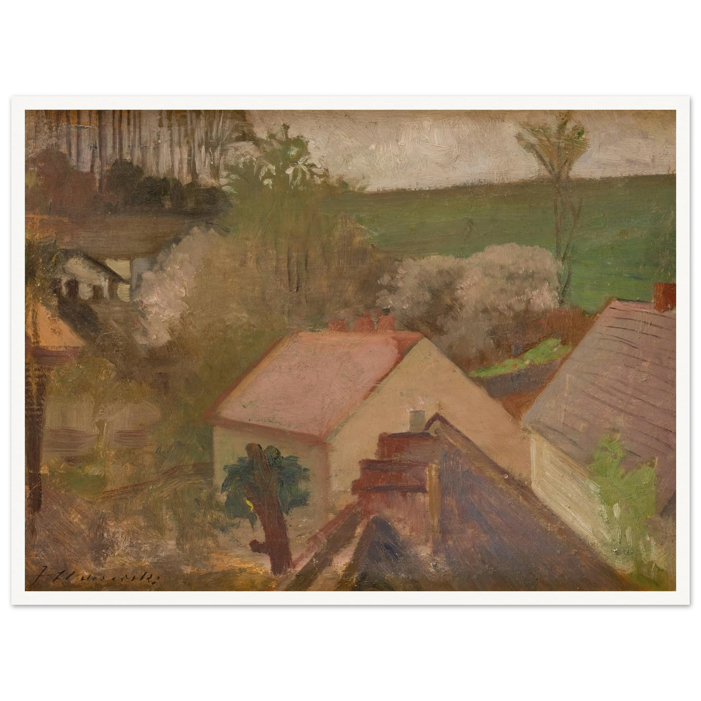 Countryside Landscape with Houses (1904-1908) Art Print | Jacek Malczewski-Quipham Collections