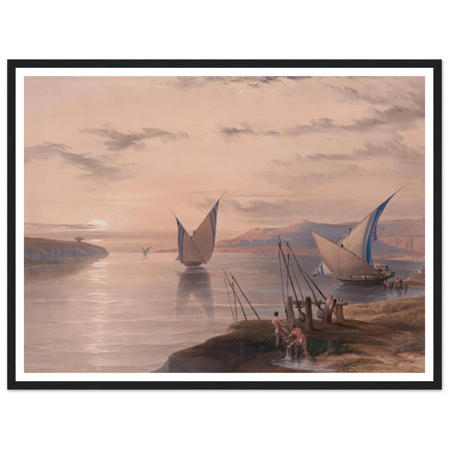 Hager Selsilis [Gebel el-Silsila]. (1846-1849) Art Print | David Roberts-Quipham Collections