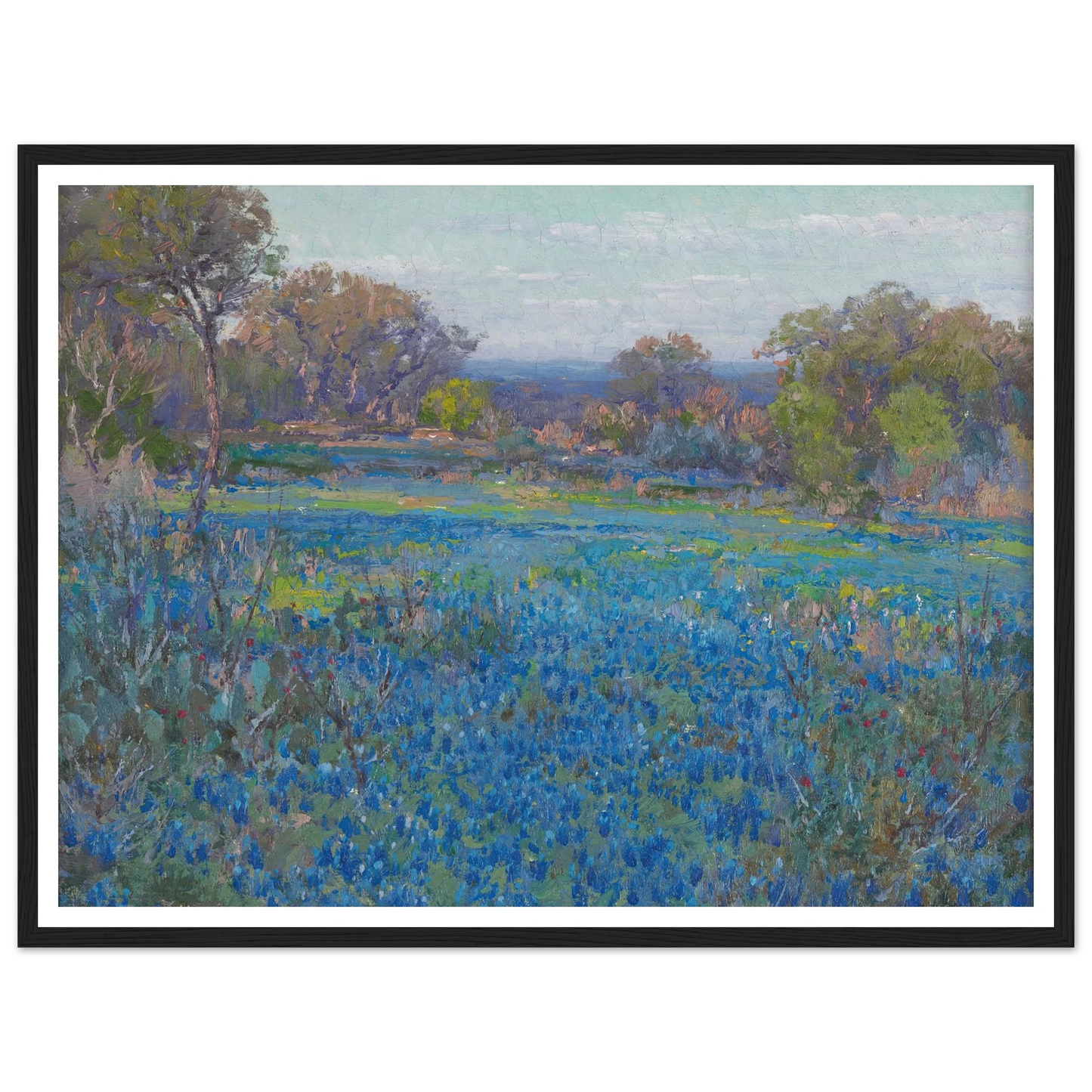 A field of Blue Bonnets, late afternoon sunlight (1919-1920) Art Print | Julian Onderdonk-Quipham Collections