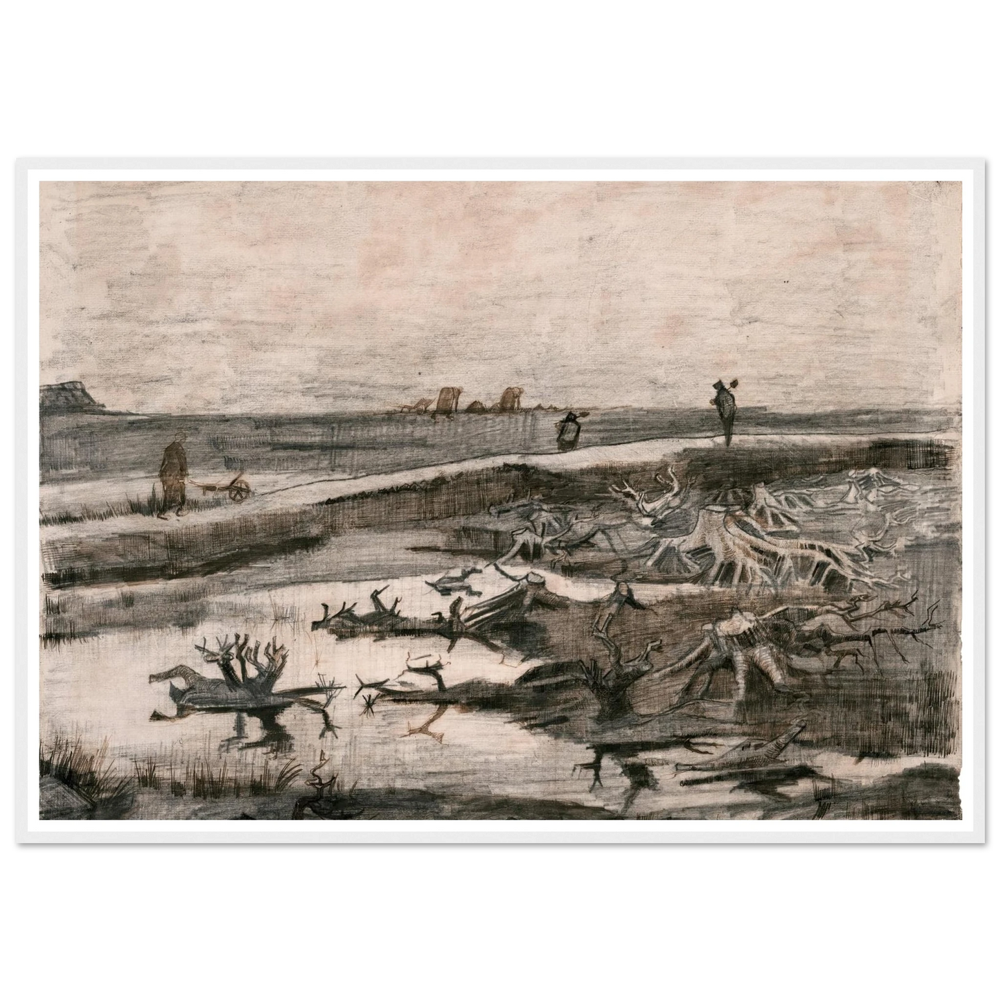 Landscape with Bog Trunks (Travaux aux Champs) (1883) Art Print | Vincent van Gogh-Quipham Collections