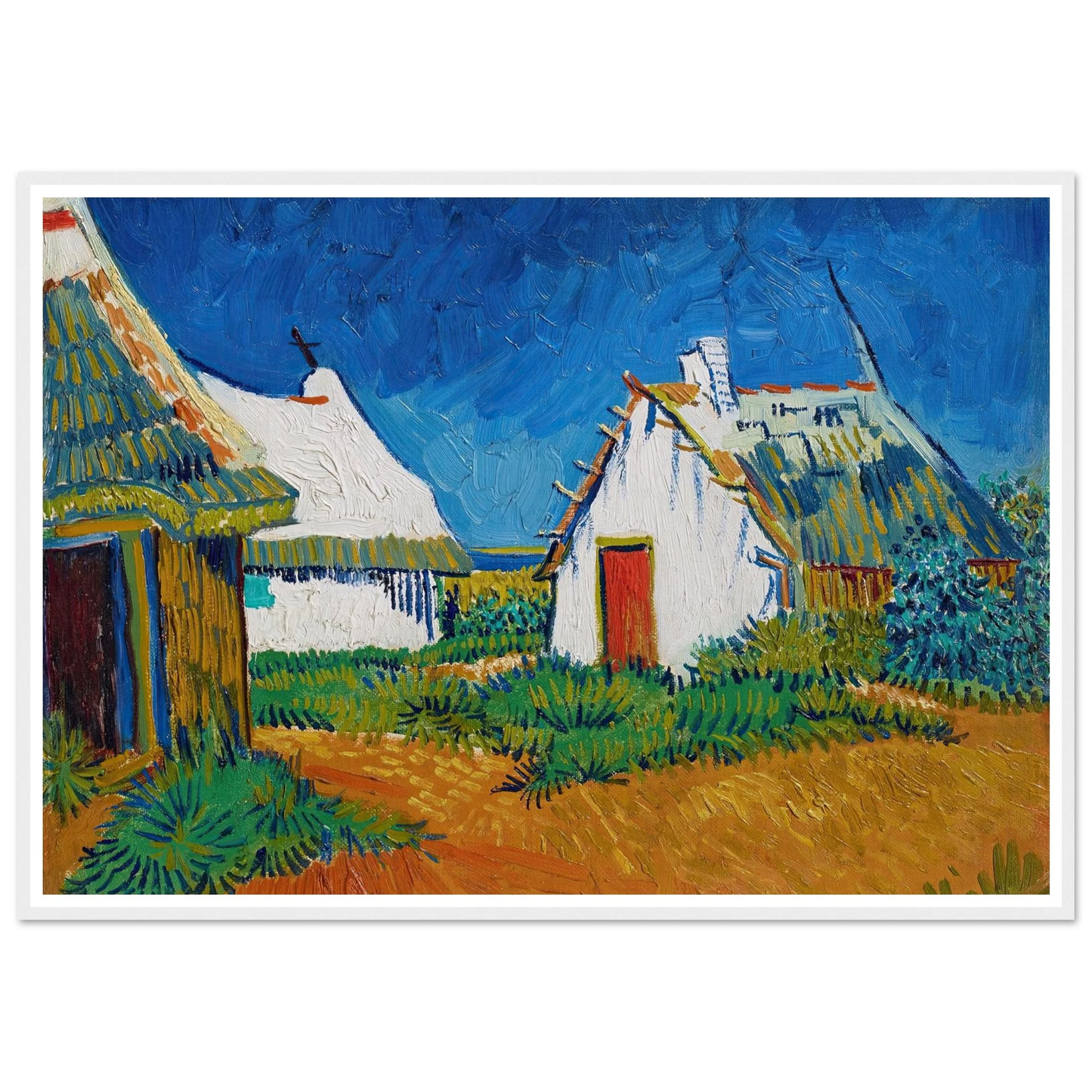 Three white cottages in Saintes-Maries (1888) Art Print | Vincent van Gogh-Quipham Collections