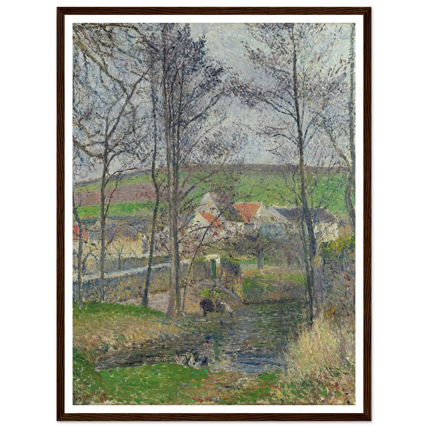 The banks of the Viosne at Osny in grey weather, winter Art Print | Camille Pissarro-Quipham Collections