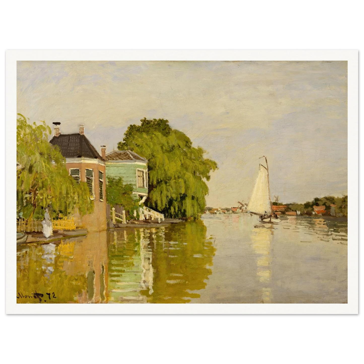 Houses on the Achterzaan (1871) Art Print | Claude Monet-Quipham Collections