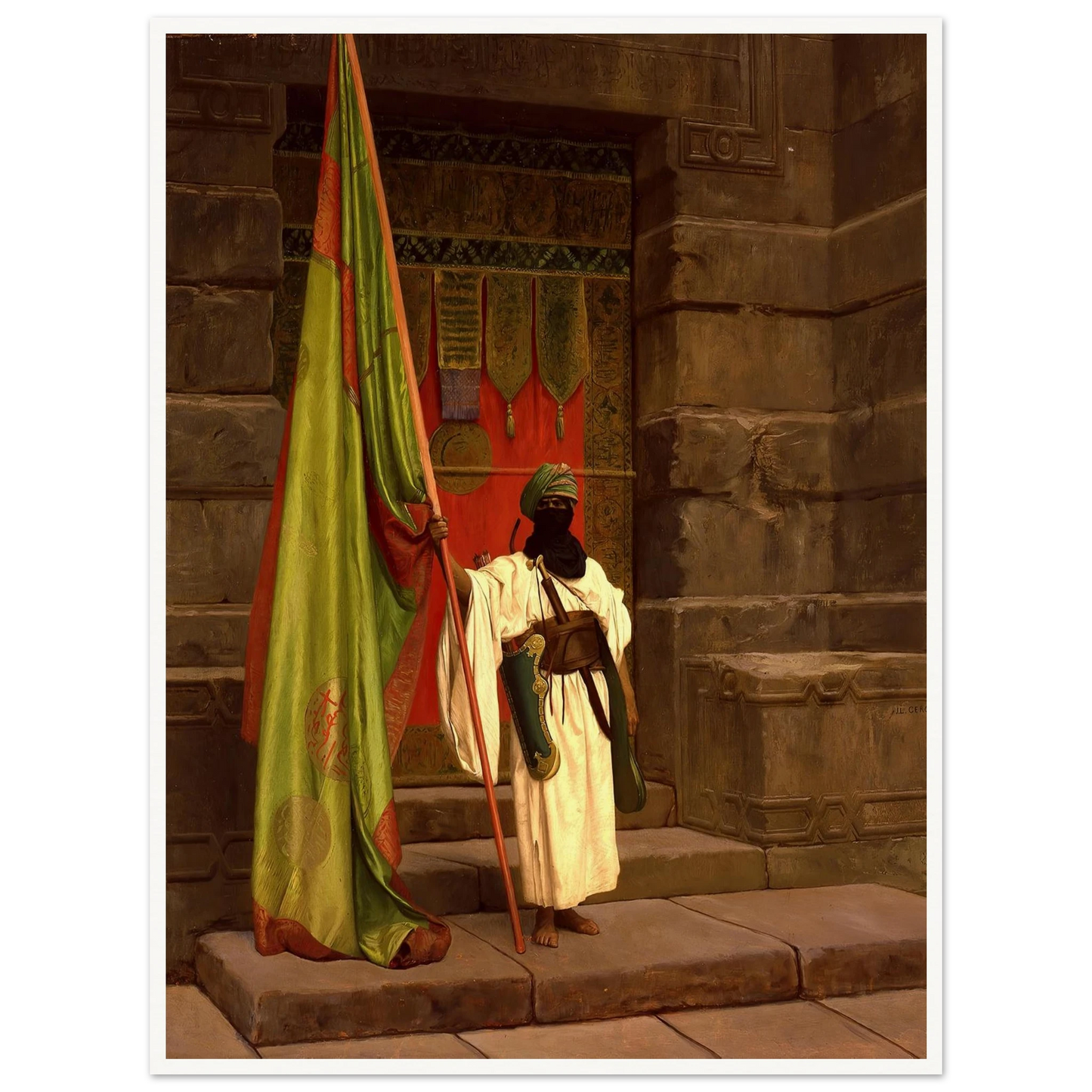 The Standing Bearer, Unfolding The Holy Flag (1876) Art Print | Jean Leon Gerome-Quipham Collections