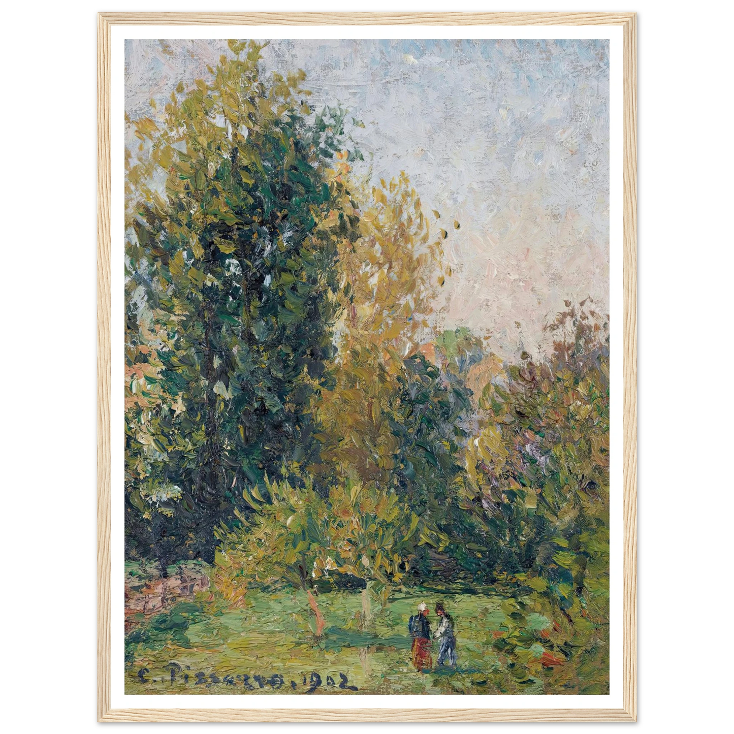 Paysage Avec Deux Personnages, Éragny, Automne (1902) Art Print | Camille Pissarro-Quipham Collections