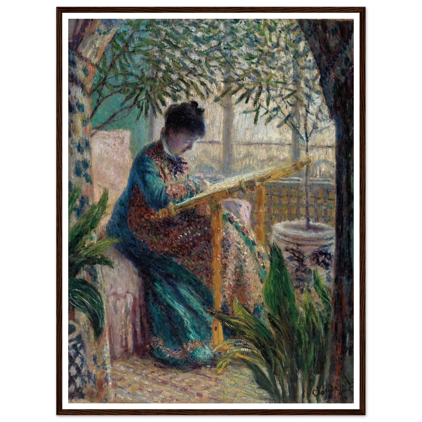 Madame Monet Embroidering (Camille au métier) (1875) Art Print | Claude Monet-Quipham Collections