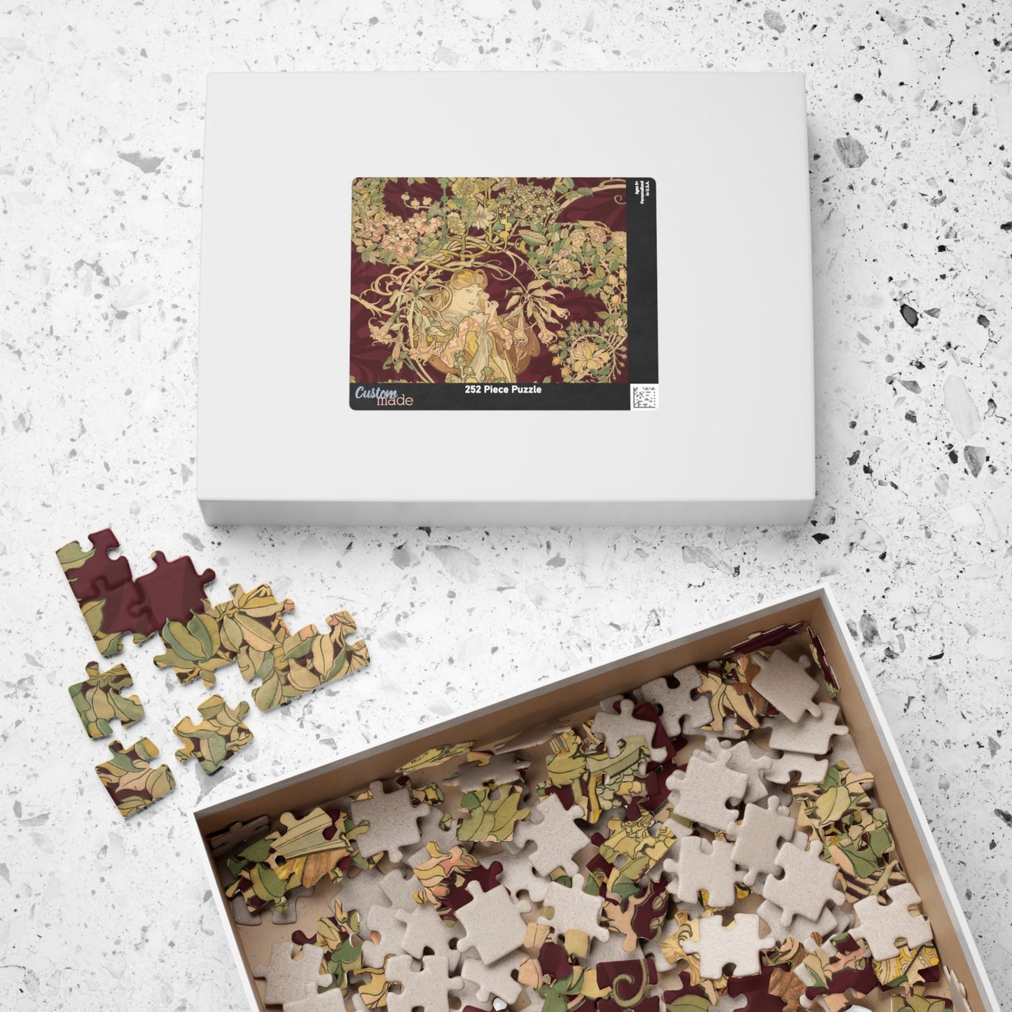 Woman with Daisy Puzzle | Alphonse Mucha-Quipham Collections