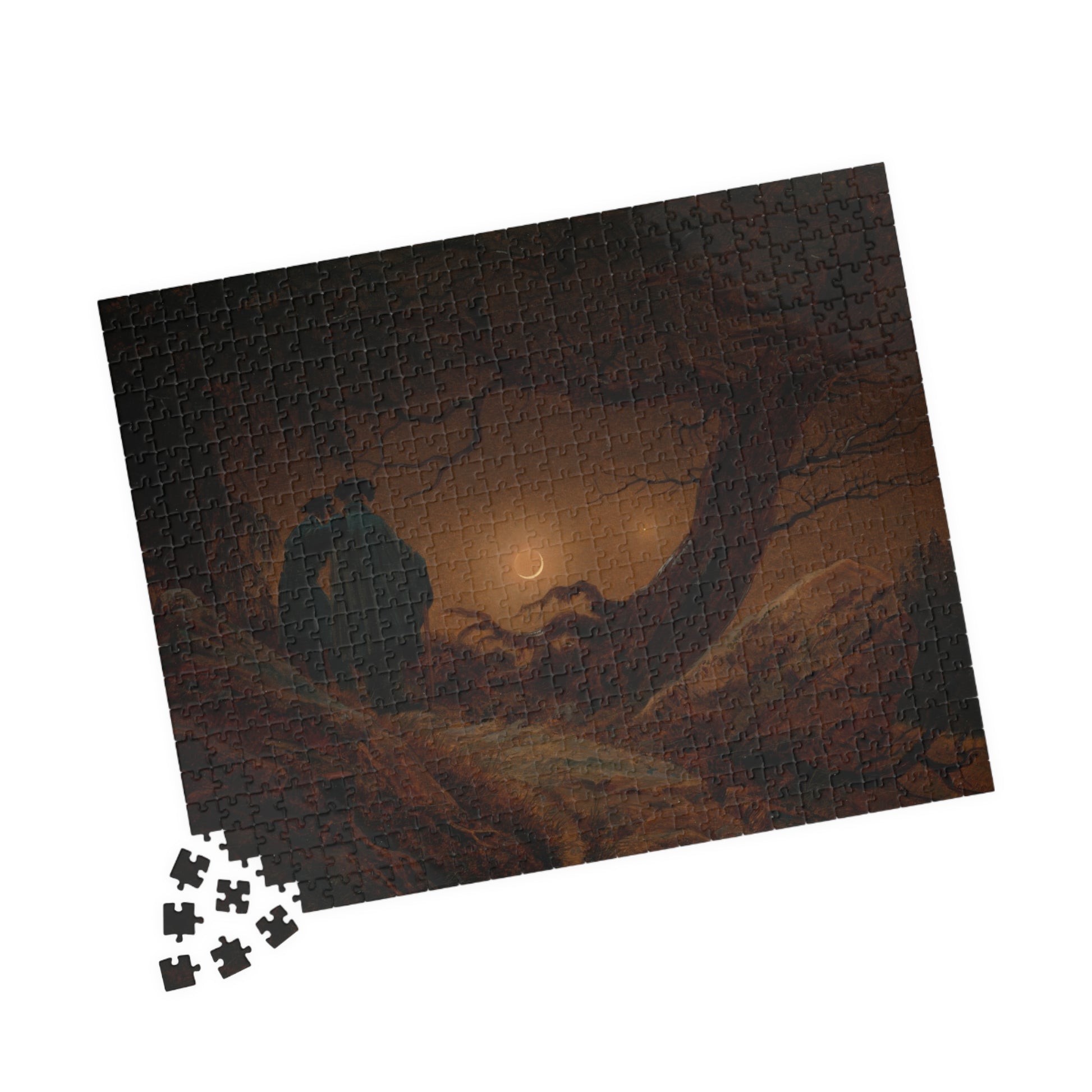 Du Homoj Kontemplante la Lunon Puzzle | Caspar David Friedrich-Quipham Collections