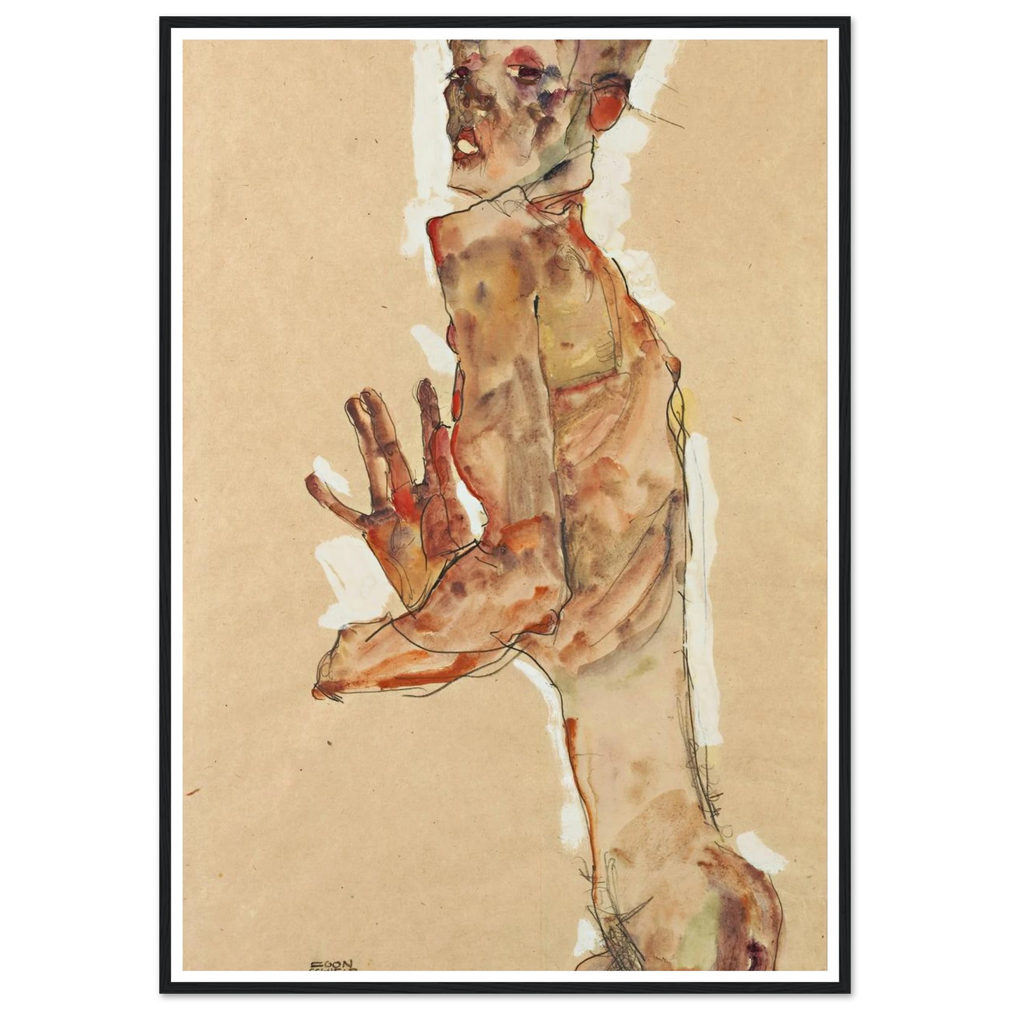 Self-Portrait with Splayed Fingers (1911) Art Print | Egon Schiele-Quipham Collections