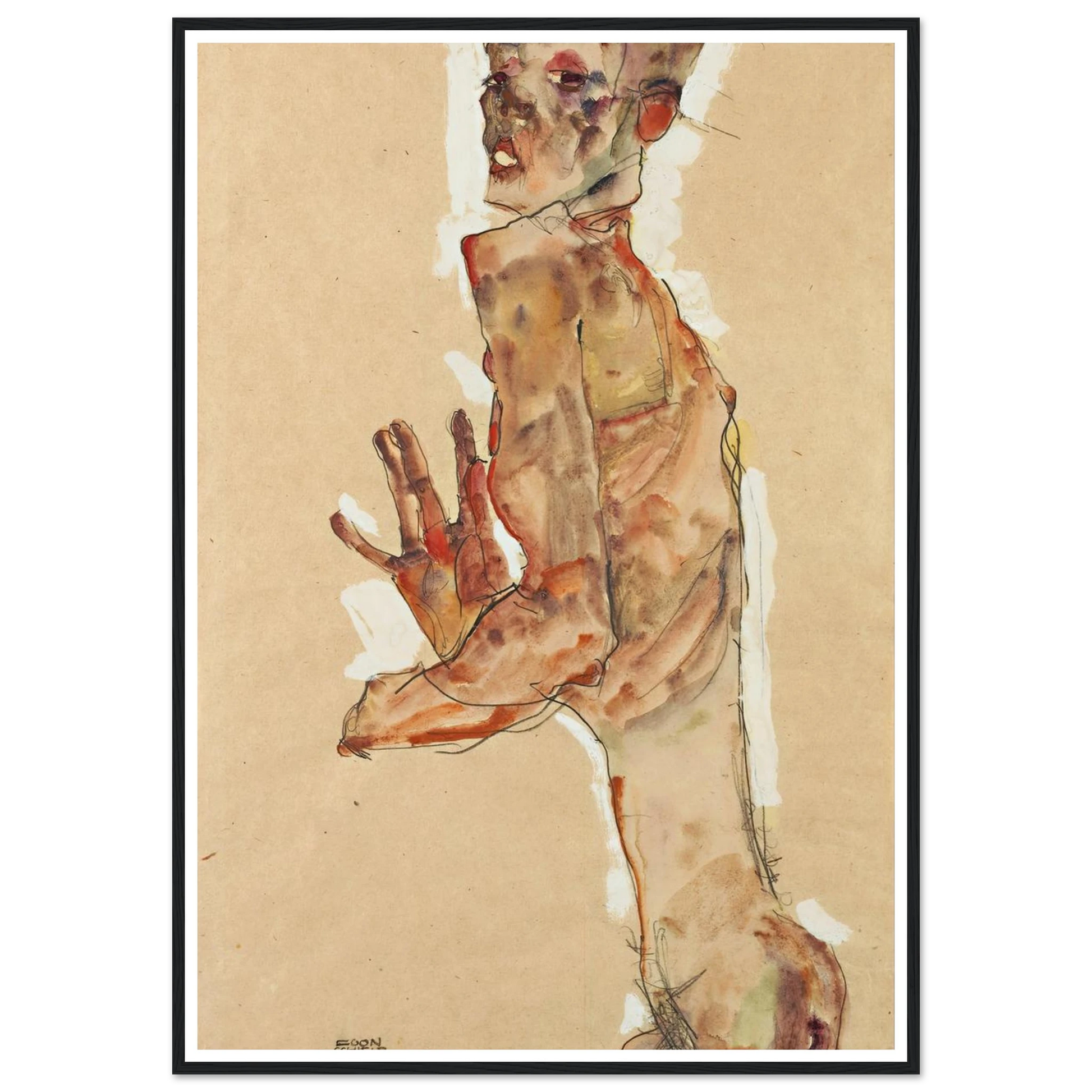 Self-Portrait with Splayed Fingers (1911) Art Print | Egon Schiele-Quipham Collections