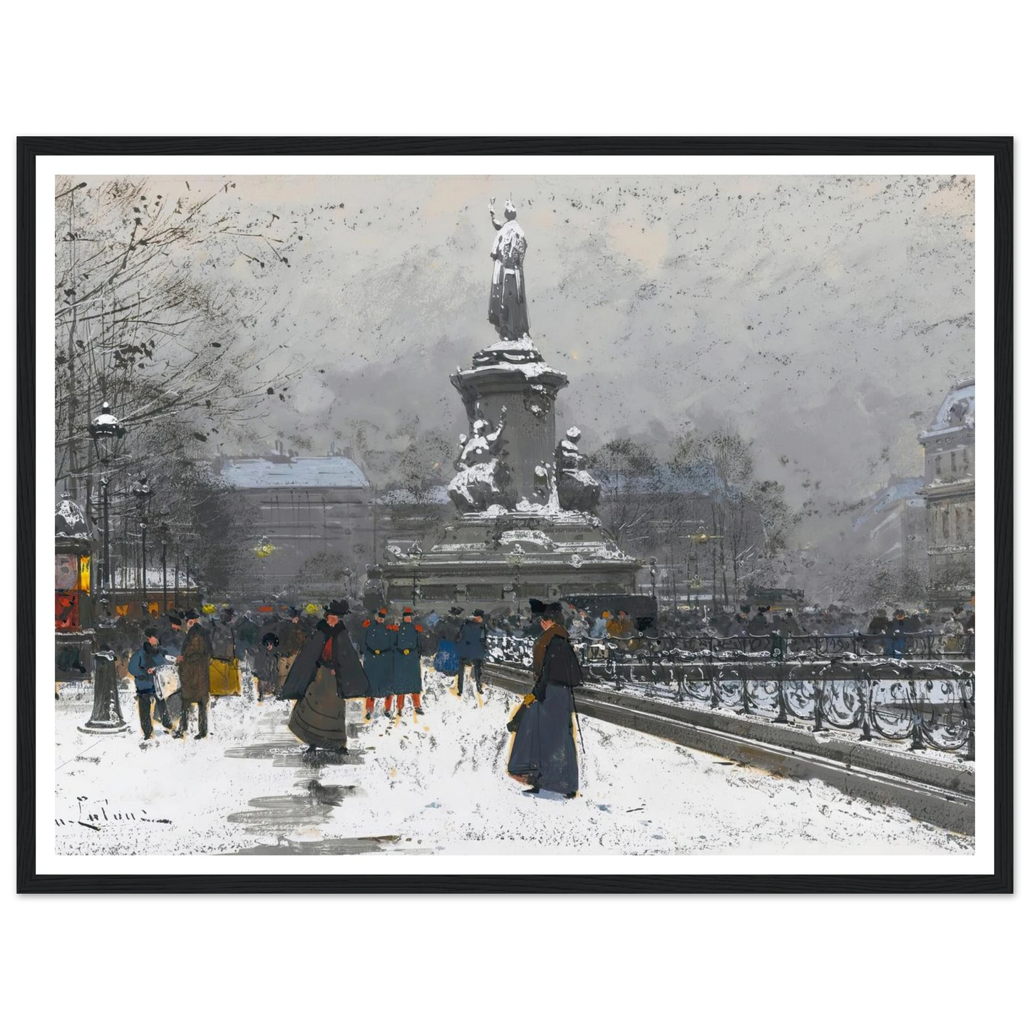 La Place De La République (Neige) Art Print | Eugene Galien Laloue-Quipham Collections
