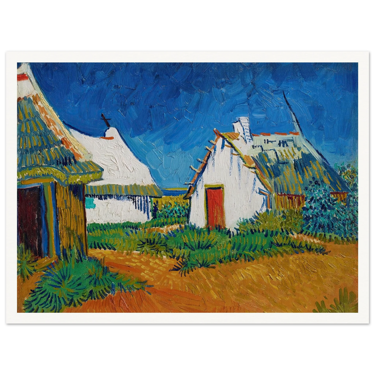 Three white cottages in Saintes-Maries (1888) Art Print | Vincent van Gogh-Quipham Collections