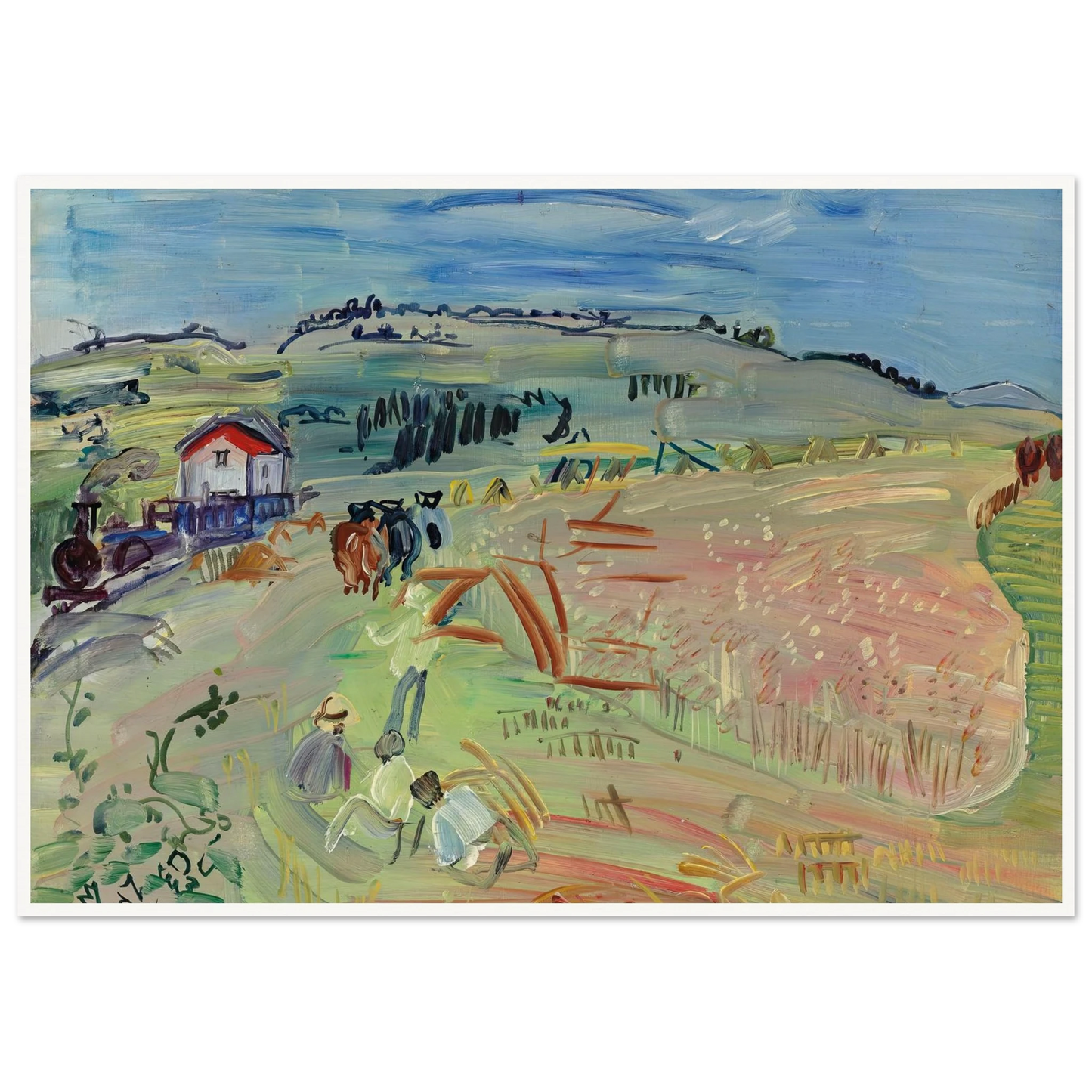 Paysage au champ de blé aux bœufs (circa 1935) Art Print | Raoul Dufy-Quipham Collections