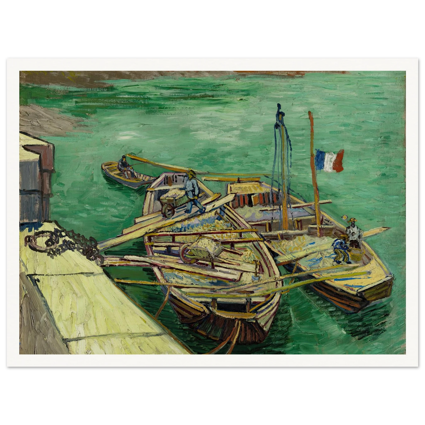 Quay with men unloading sand barges (1888) Art Print | Vincent van Gogh-Quipham Collections
