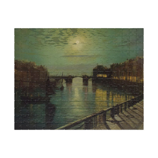 Whitby Harbor by Moonlight Puzzle | John Atkinson Grimshaw-Quipham Collections