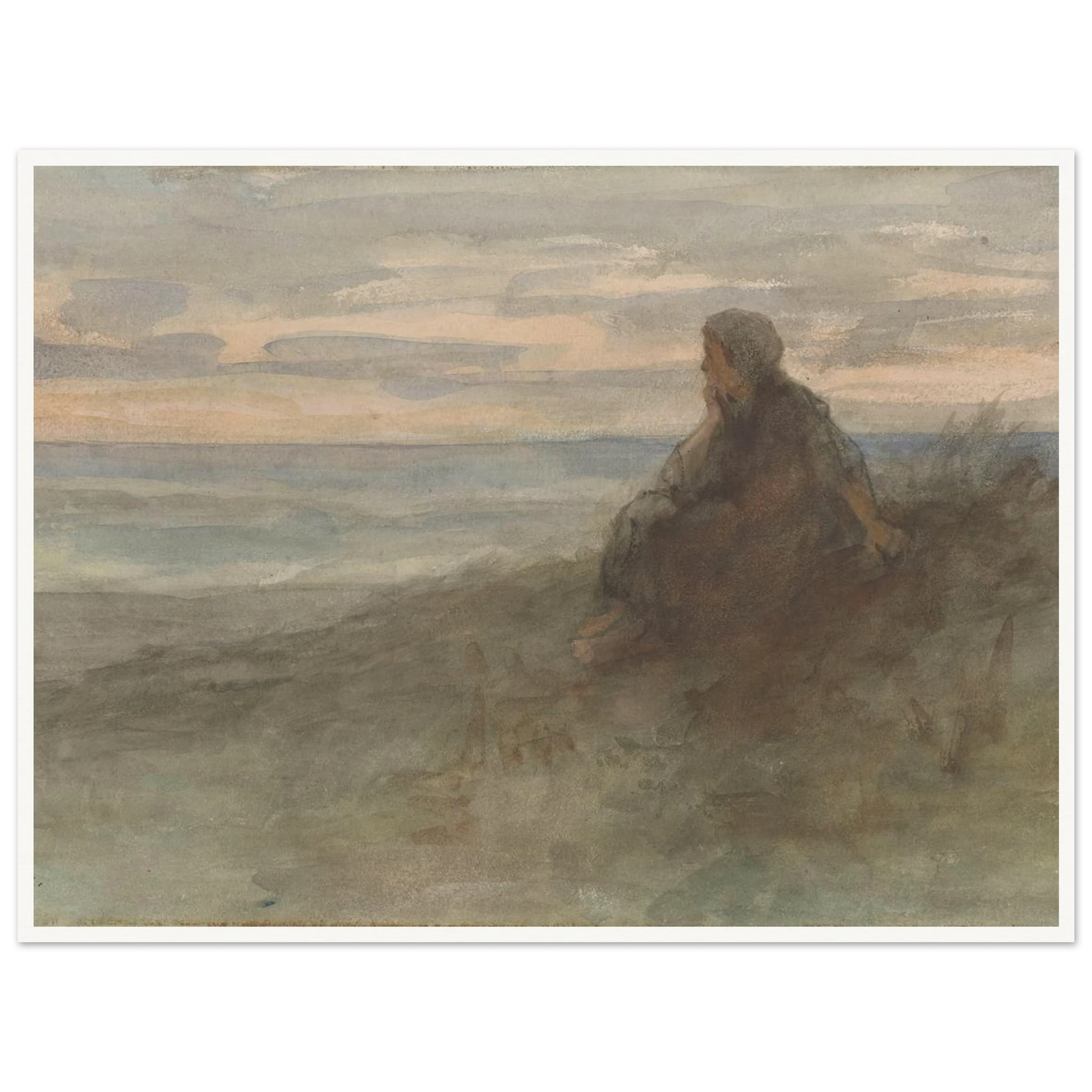 Zittende vrouw op een duin bij zee (c. 1834 - c. 1911) Art Print | Jozef Israels-Quipham Collections