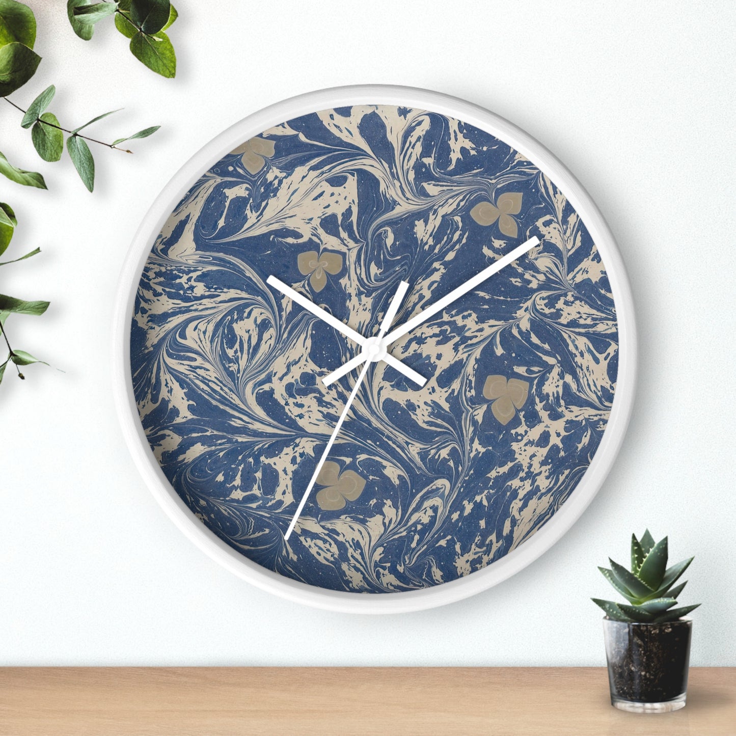 Marmorpapier (mit kleineren Blütenmotiven) Wall Clock | Anker Kyster-Quipham Collections