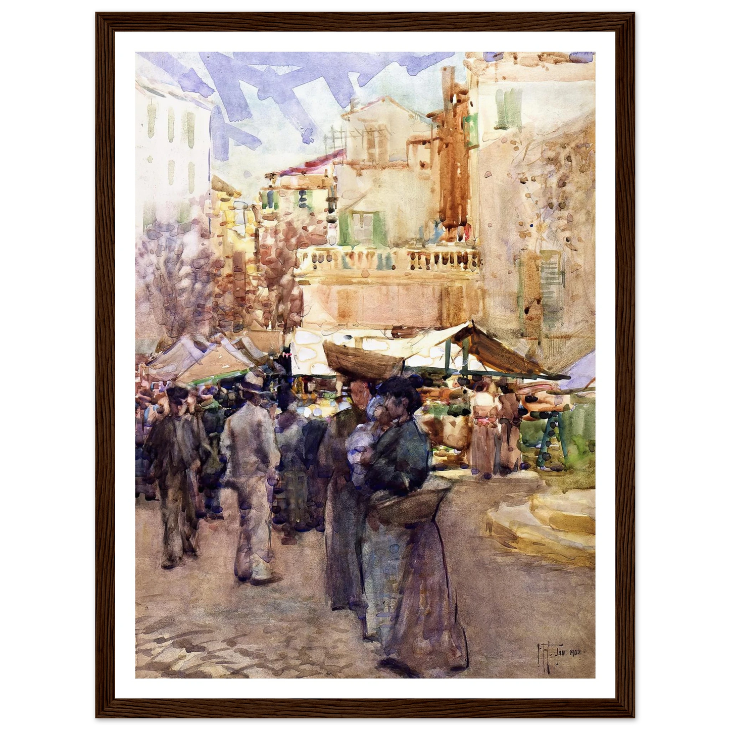 The market place, San Remo, Italy (1902) Art Print | Frances Hodgkins-Quipham Collections