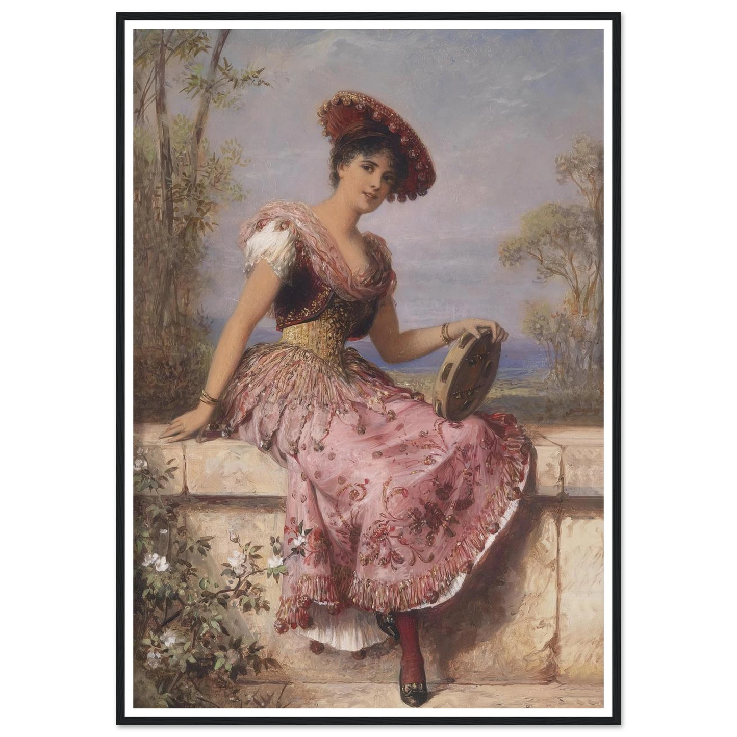 Young tambourine player Art Print | Carl Schweninger Jr-Quipham Collections