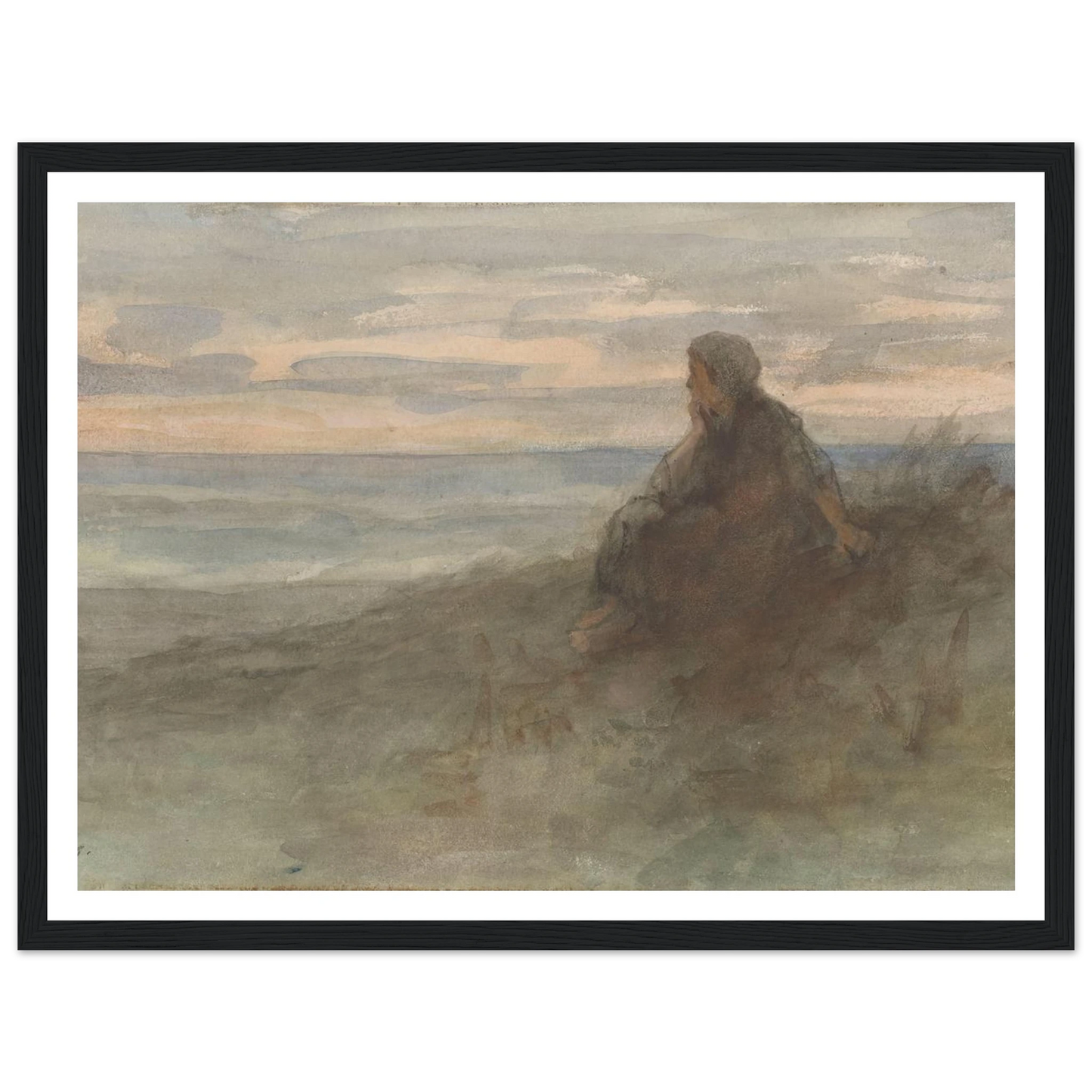 Zittende vrouw op een duin bij zee (c. 1834 - c. 1911) Art Print | Jozef Israels-Quipham Collections