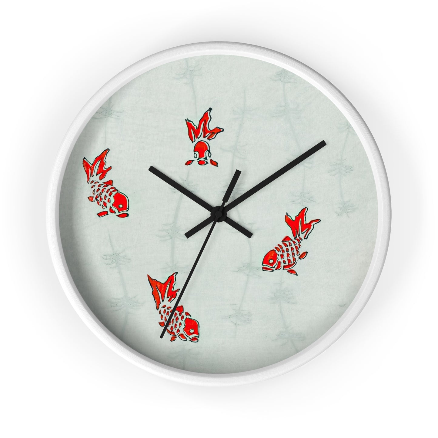 Seamless Gold Fish Illustration Wall Clock | Watanabe Seitei-Quipham Collections