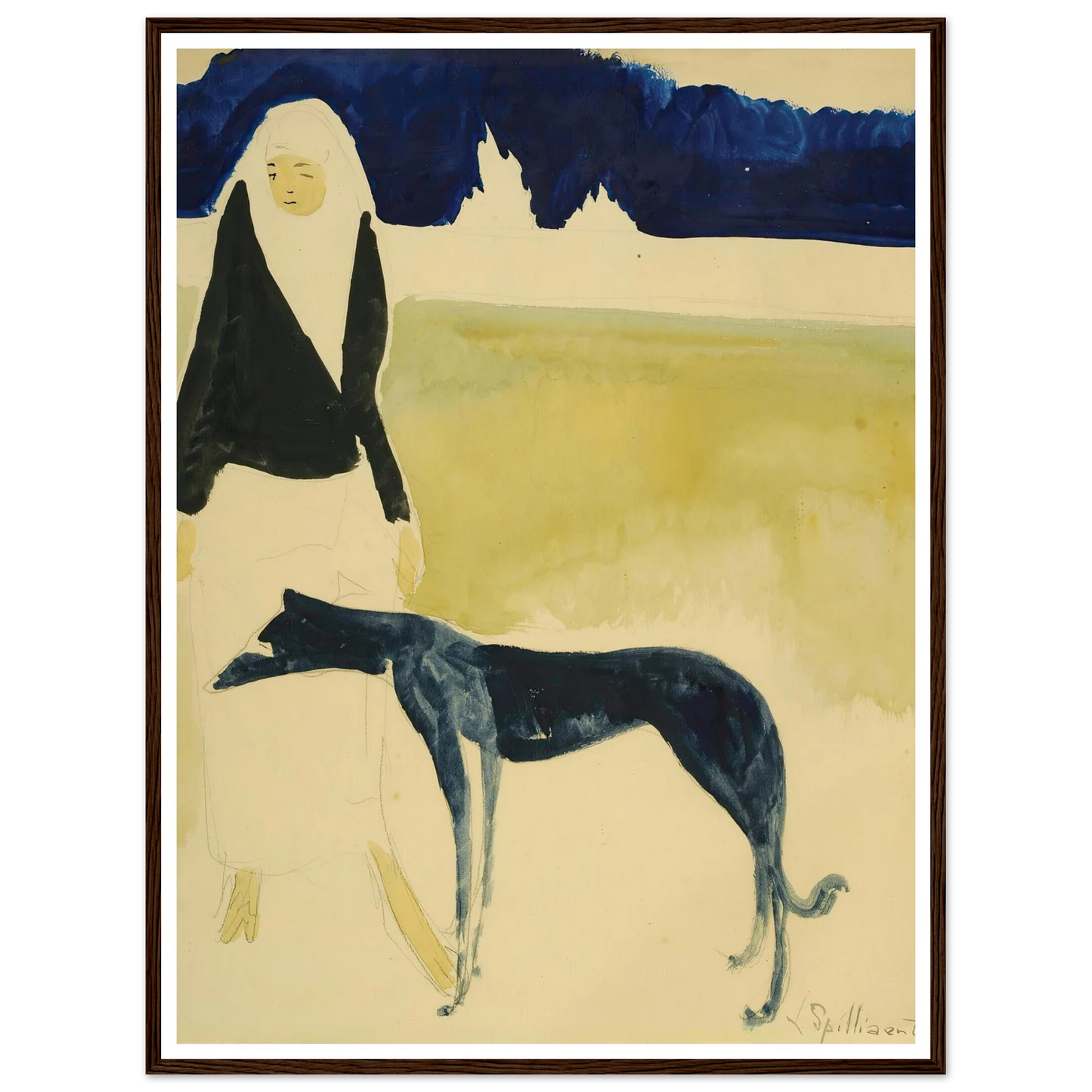Femme Au Lévrier (1917) Art Print | Leon Spilliaert-Quipham Collections