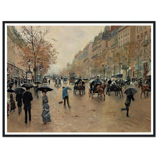 Boulevard Poissonnière en automne Art Print | Jean Beraud-Quipham Collections