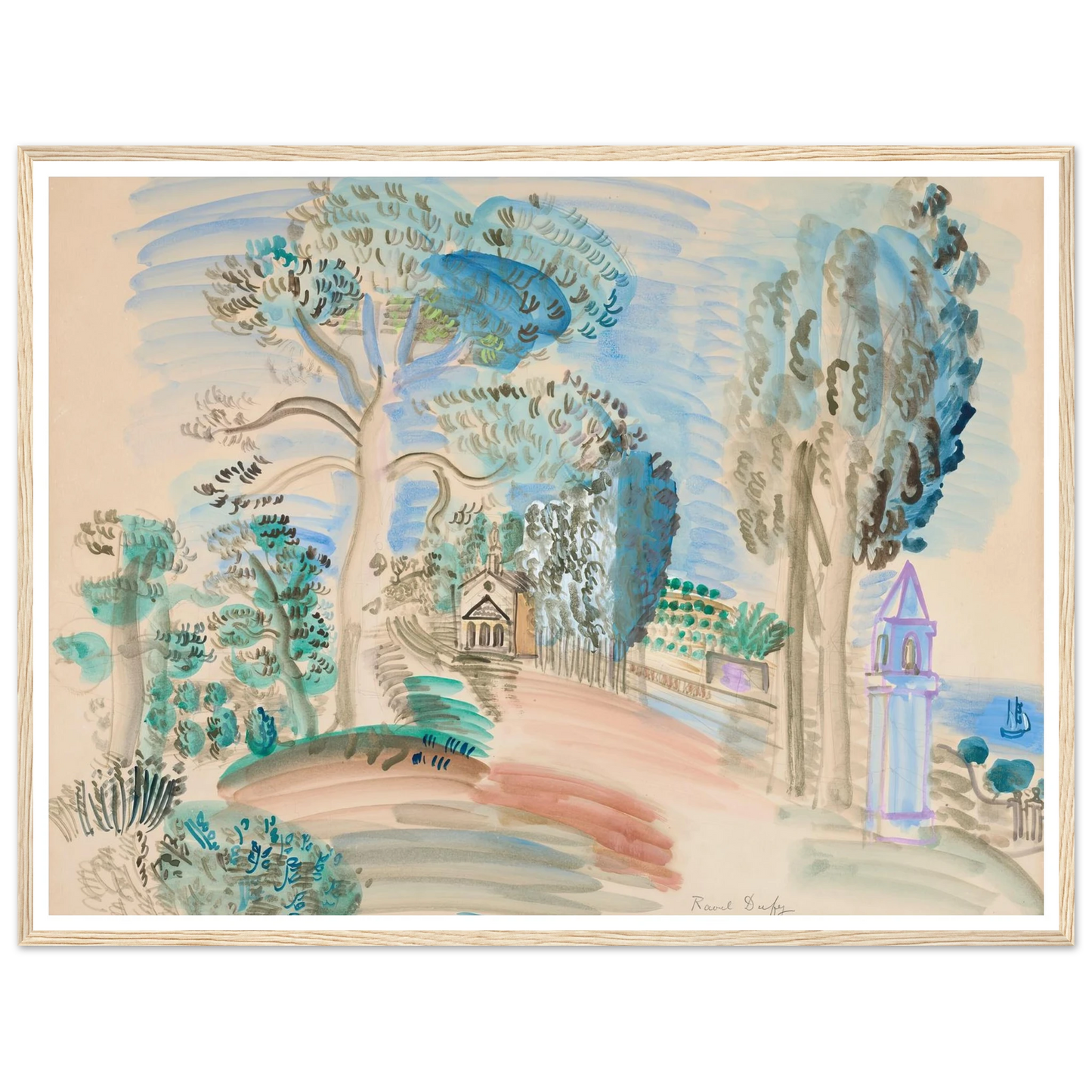 La Chapelle à Golfe Juan (circa 1923) Art Print | Raoul Dufy-Quipham Collections