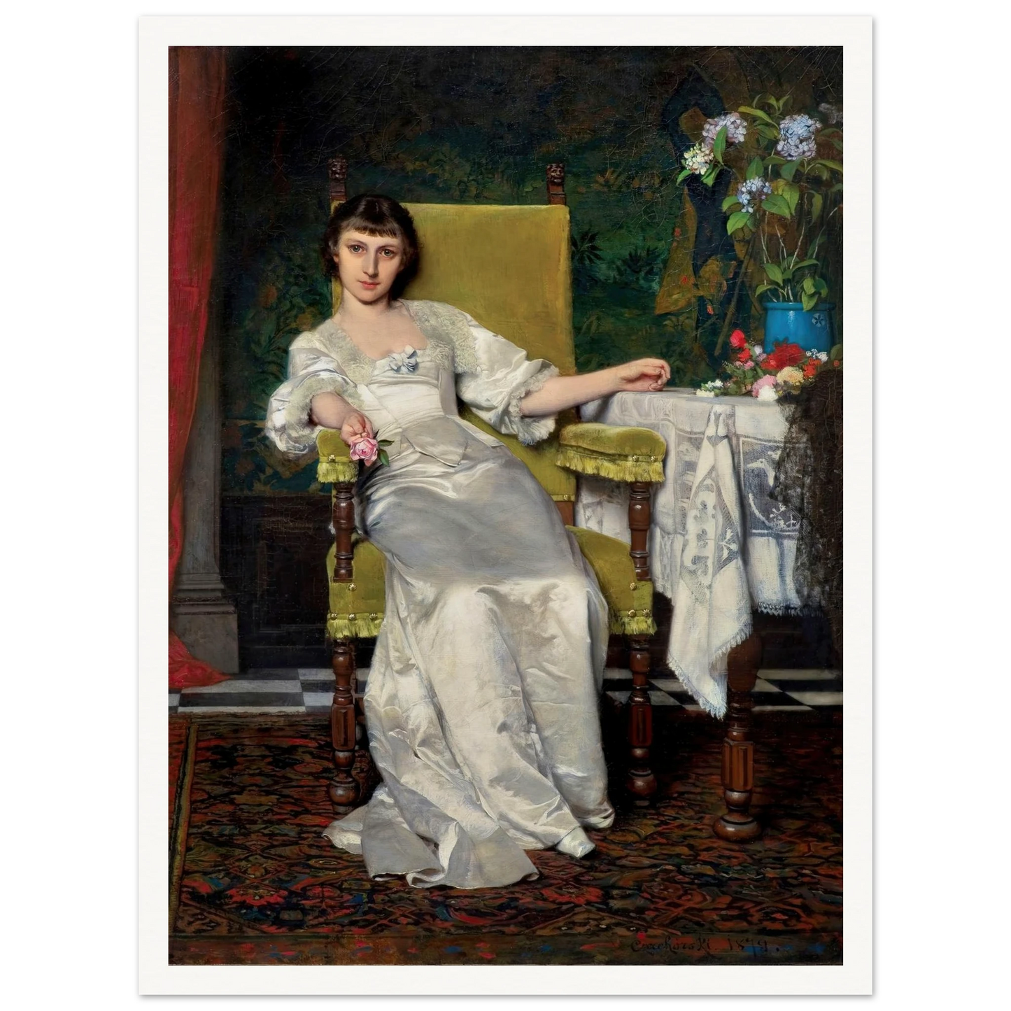 A lady with rose (1879) Art Print | Wladyslaw Czachorski-Quipham Collections
