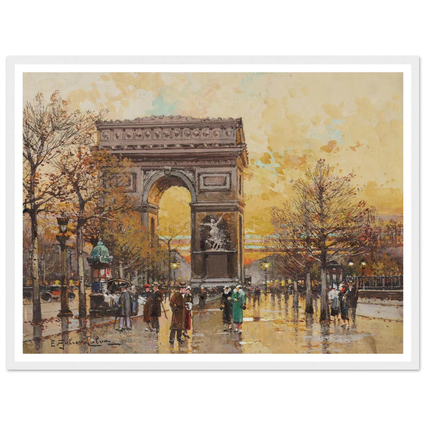 Arc de Triomphe in the Fall Art Print | Eugene Galien Laloue-Quipham Collections
