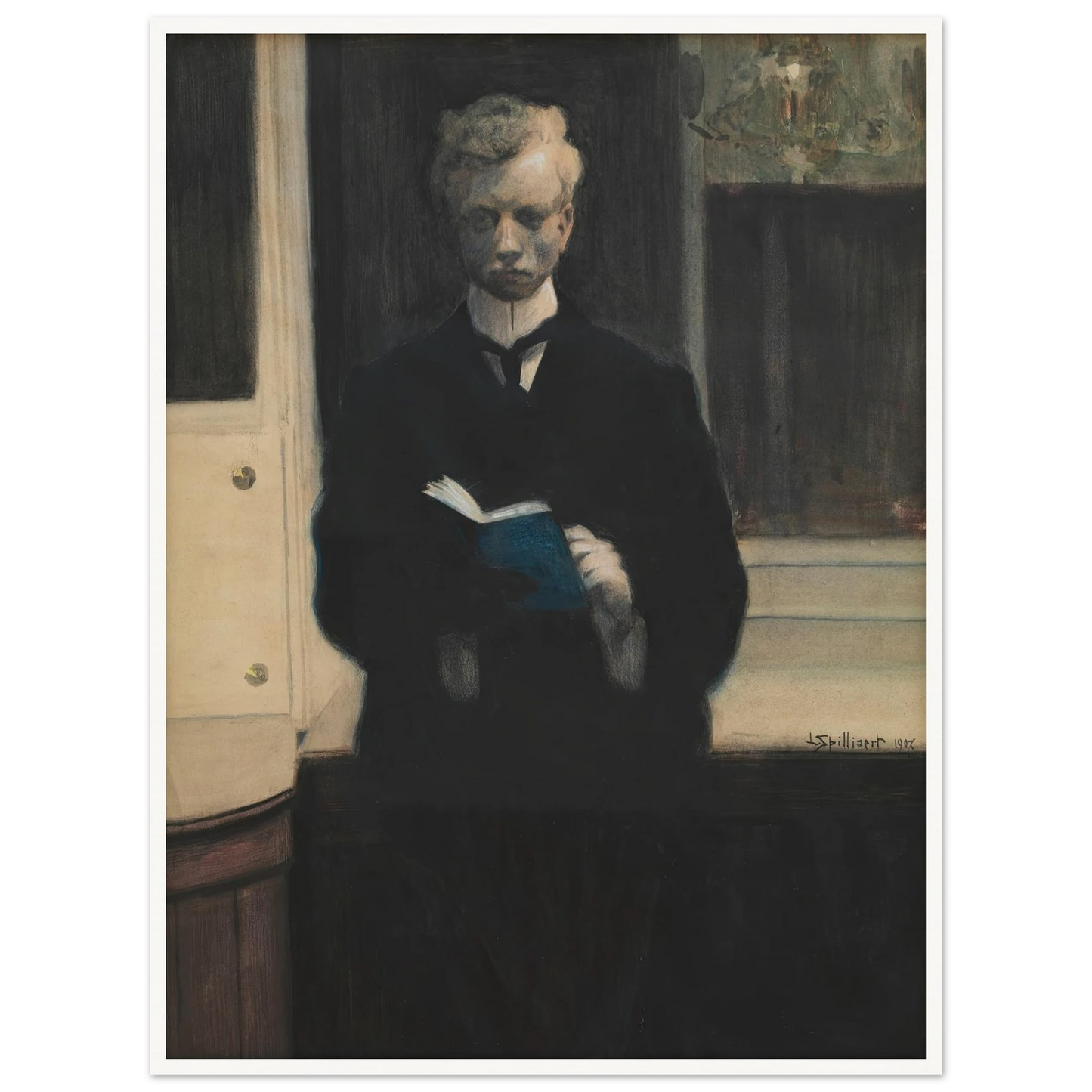 Self Portrait with Blue Sketchbook (1907) Art Print | Leon Spilliaert-Quipham Collections