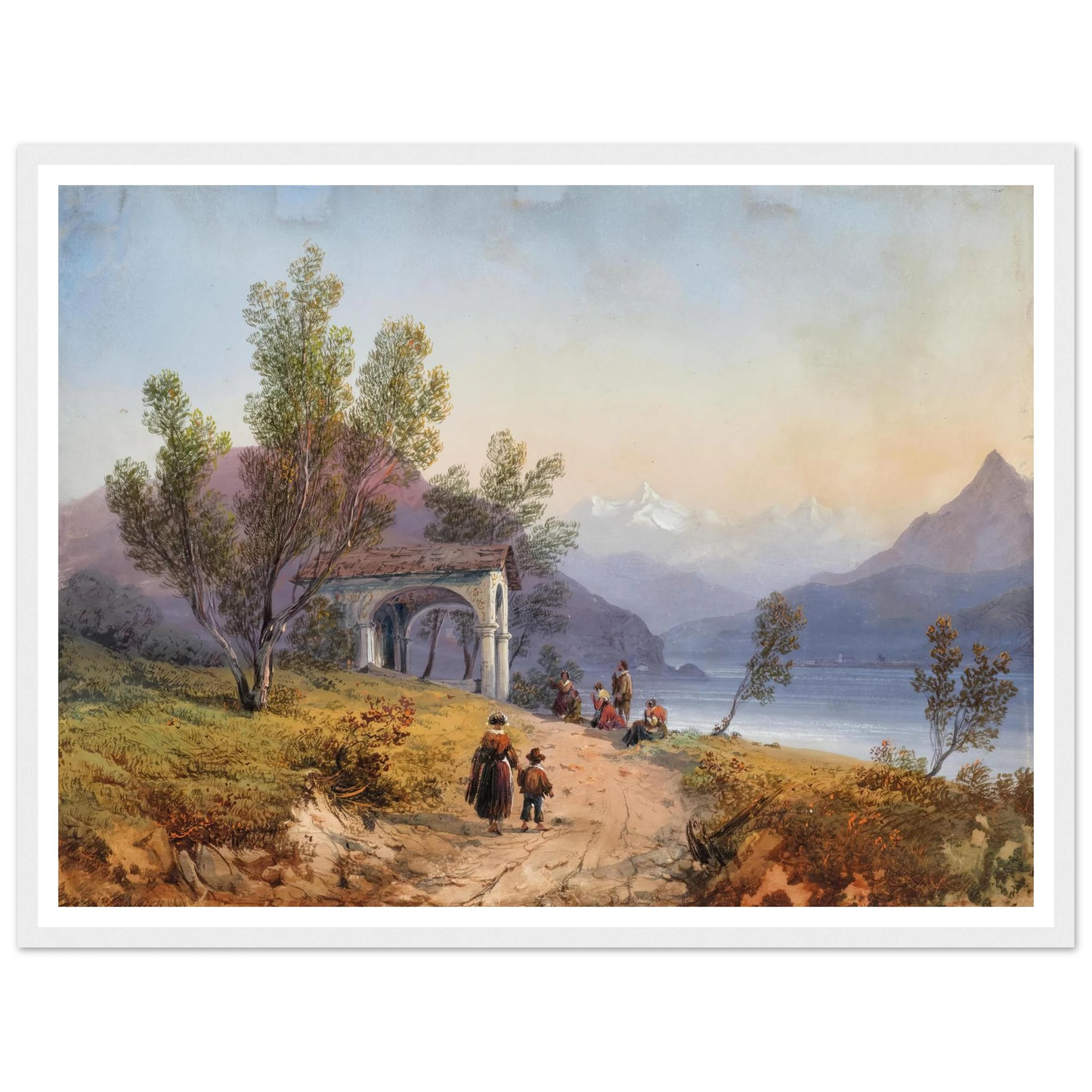 Prayer on the Shore of Lake Maggiore (1849) Art Print | Carlo Bossoli-Quipham Collections