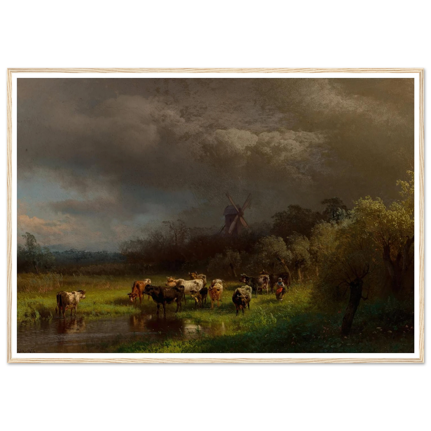 Landscape with a Windmill (1876) Art Print | Hermann Ottomar Herzog-Quipham Collections